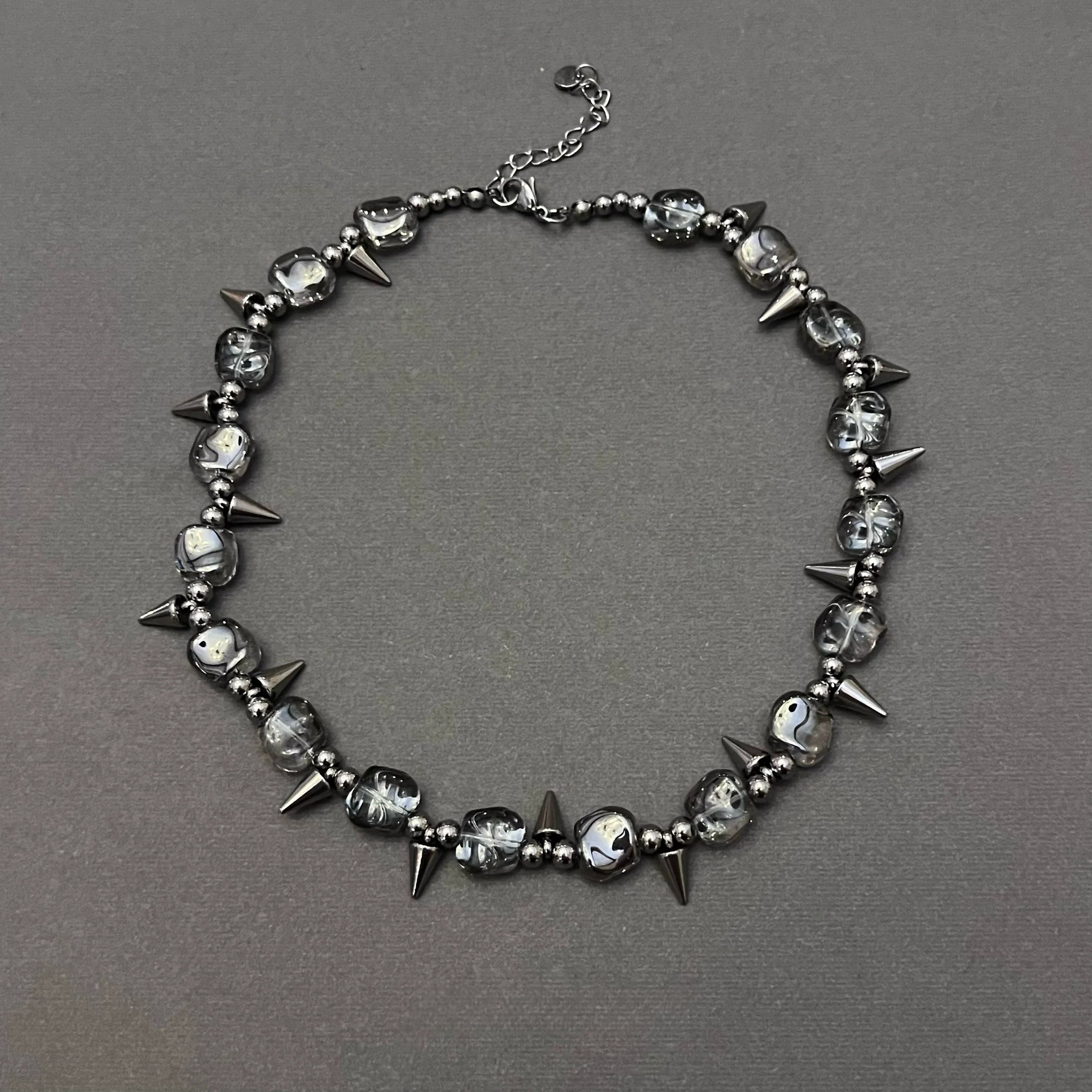 Irregular Studded Dark Punk Necklace