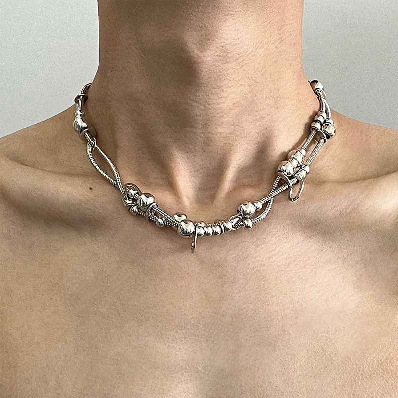 Double Snake Bone heart Necklace