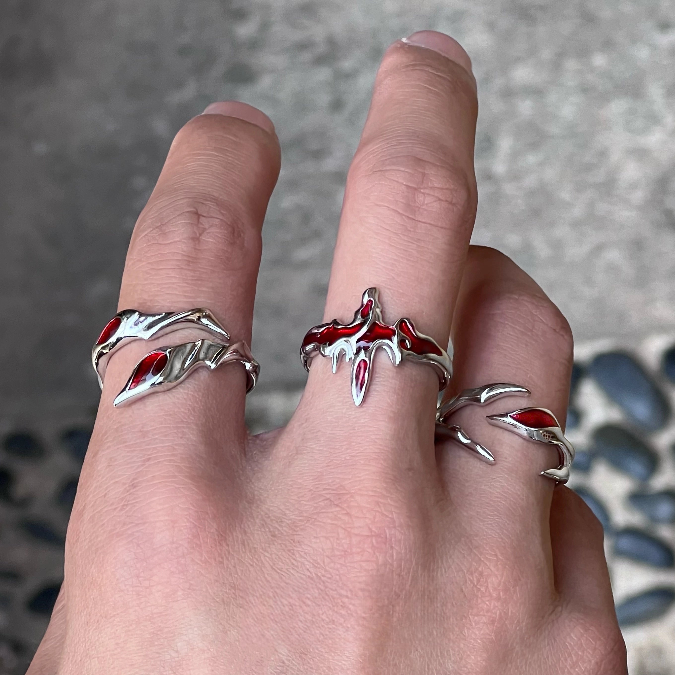 Irregular Blood Red Solution Ring