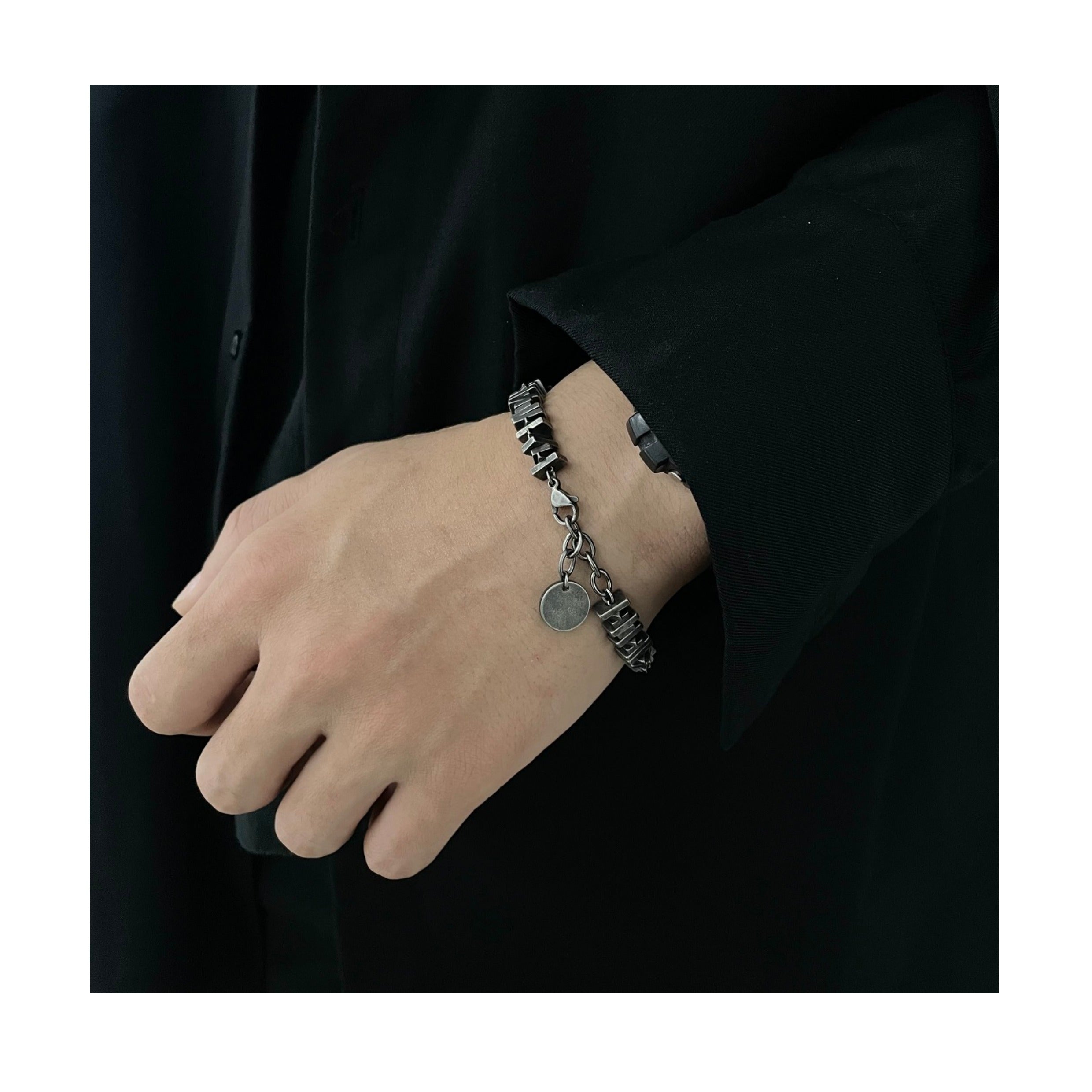 Dark Geometric Stacking Bracelet