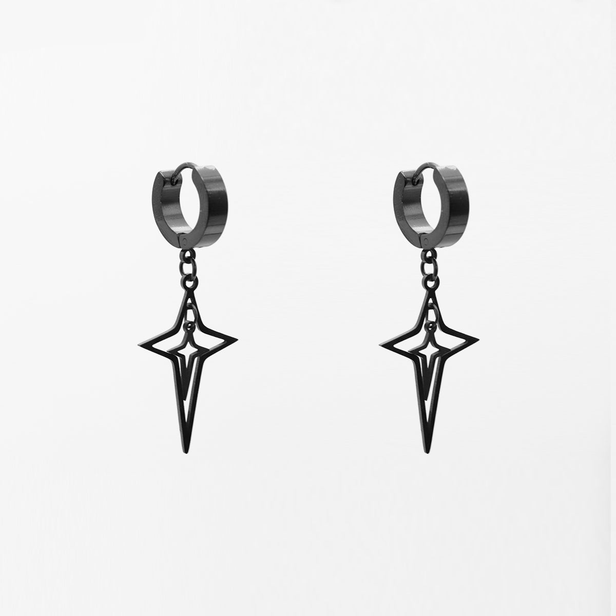 Layered Cross Star Drop Earrings