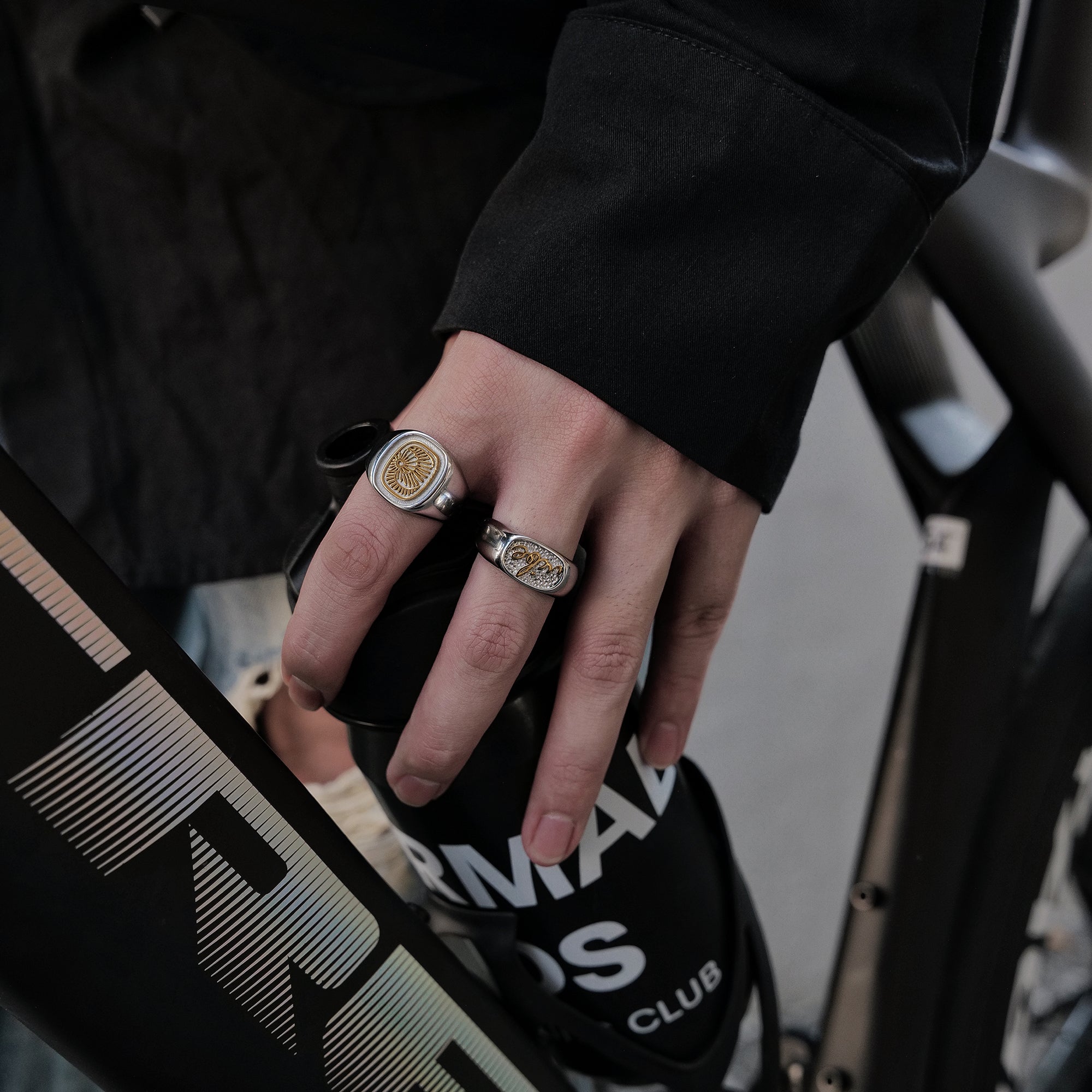 Silver-plated Gold Letter Totem Titanium Steel Ring