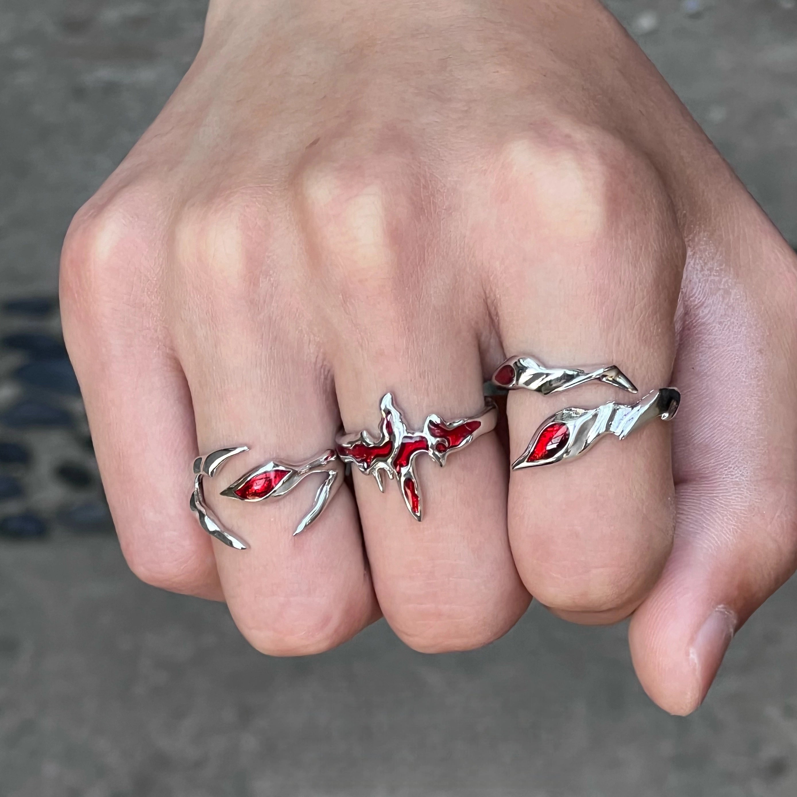 Irregular Blood Red Solution Ring