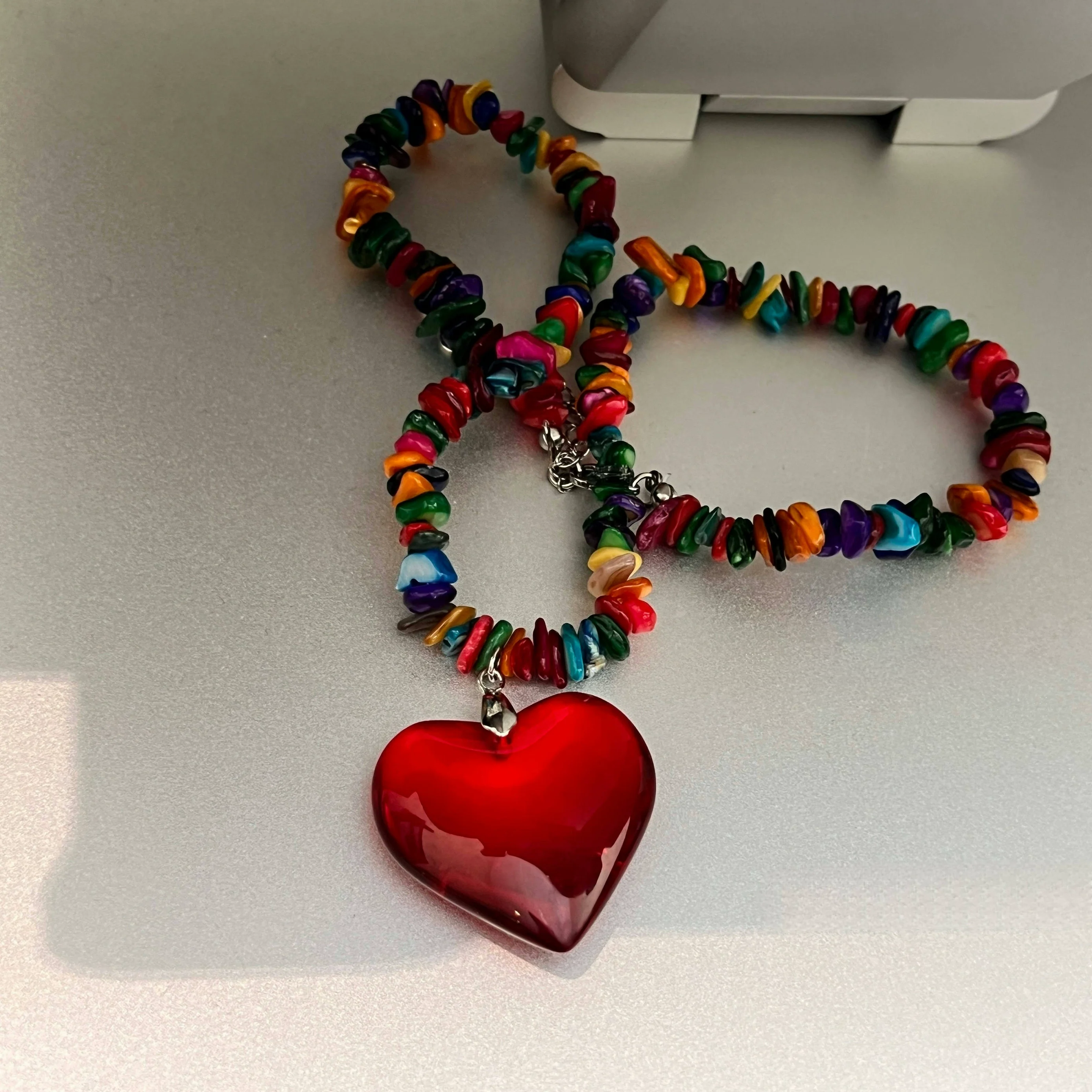 Heart Colorful Irregular Bead Necklace