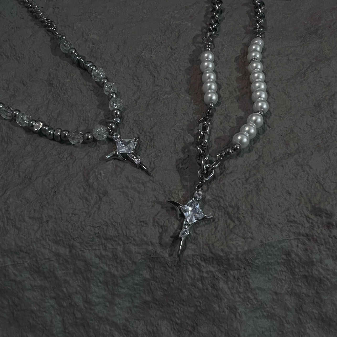 Irregular Beaded Titanium Steel Necklace