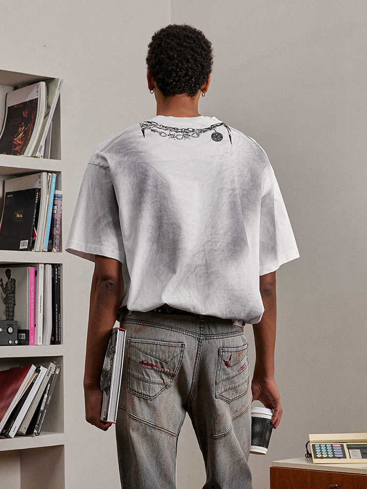 Necklace Print Studded T-shirt