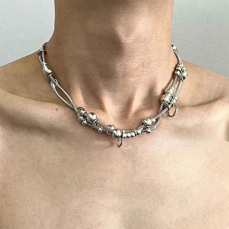 Double Snake Bone heart Necklace