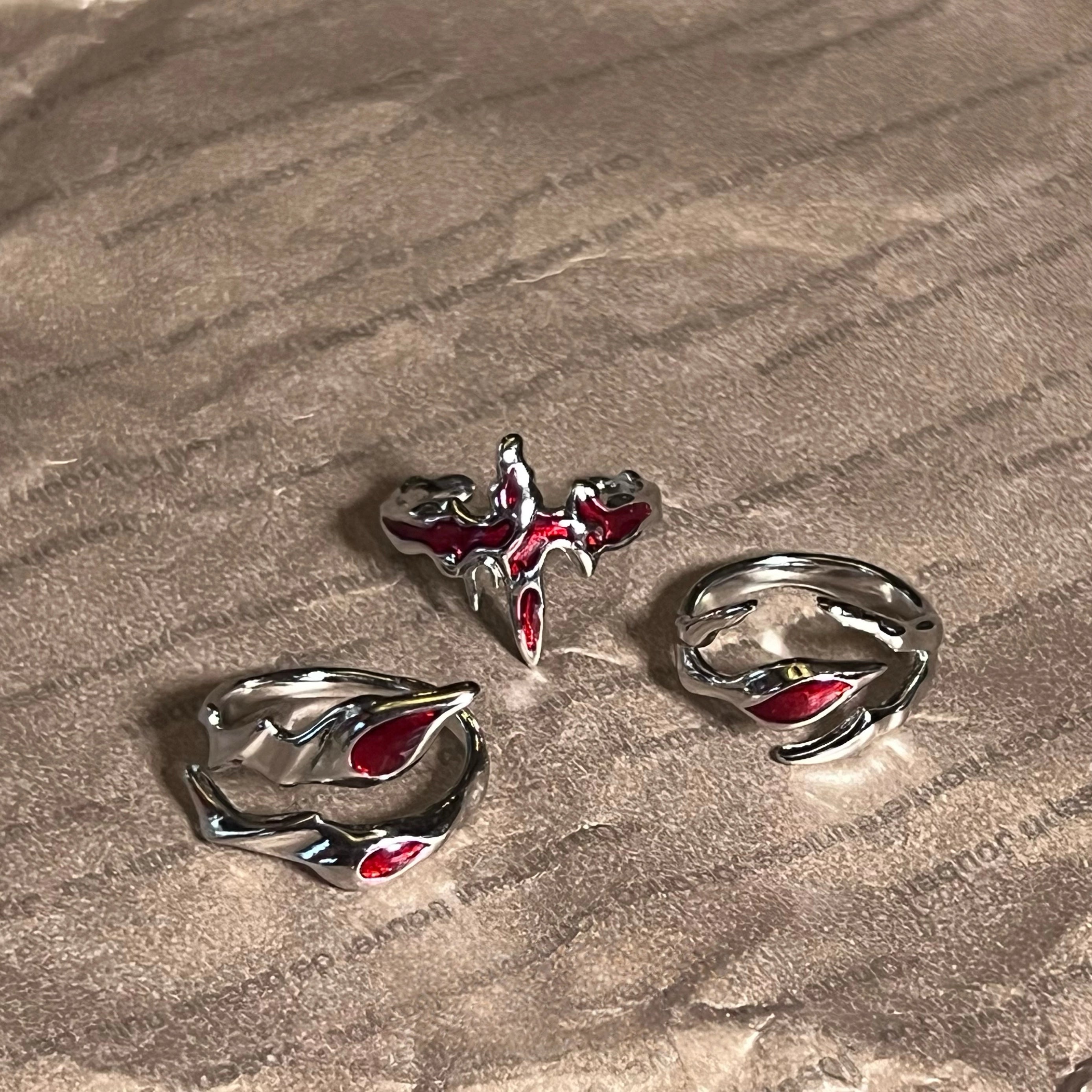 Irregular Blood Red Solution Ring