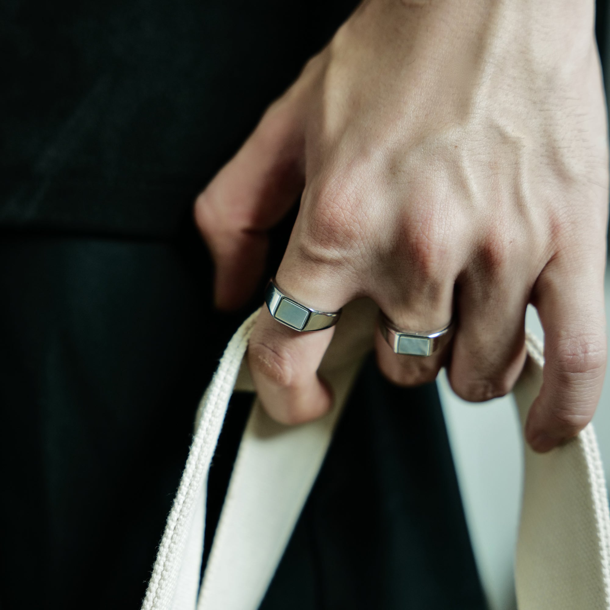 Blue Cloud Mother-of-Pearl Inlaid Plain Ring