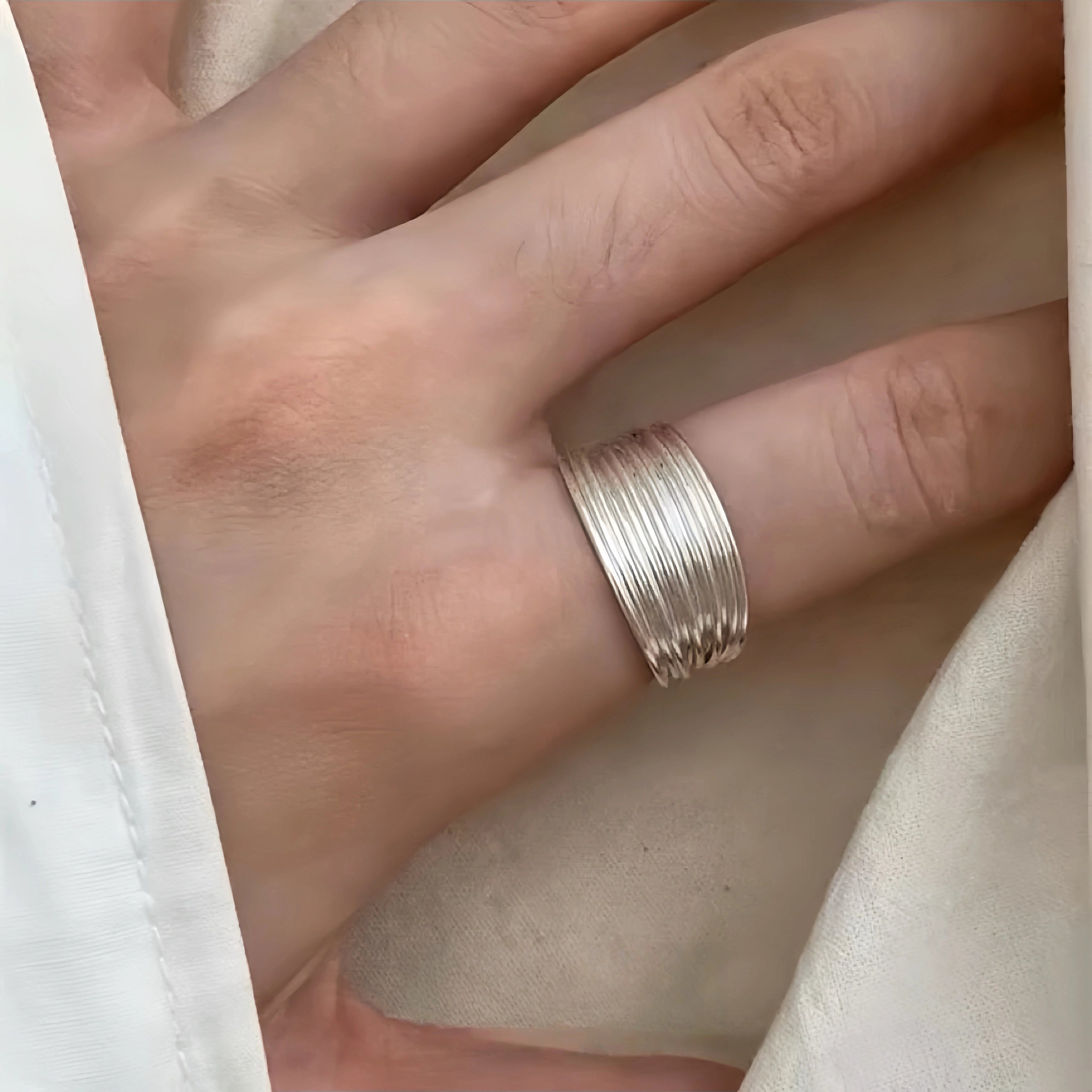 Minimalist Coil-wrapped Metallic Ring