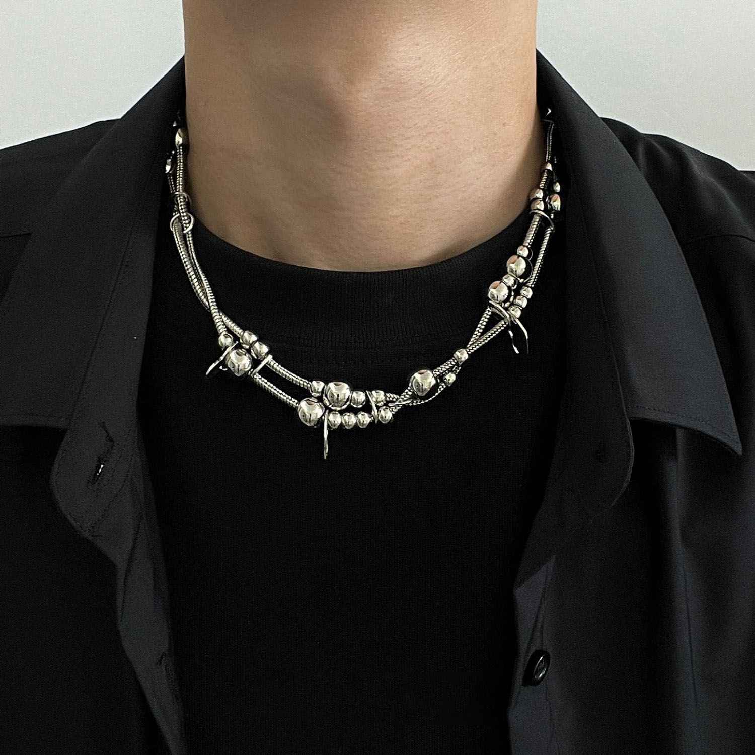 Double Snake Bone heart Necklace