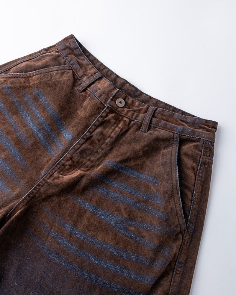 Vintage Flocked Ripped Denim Cropped Trousers