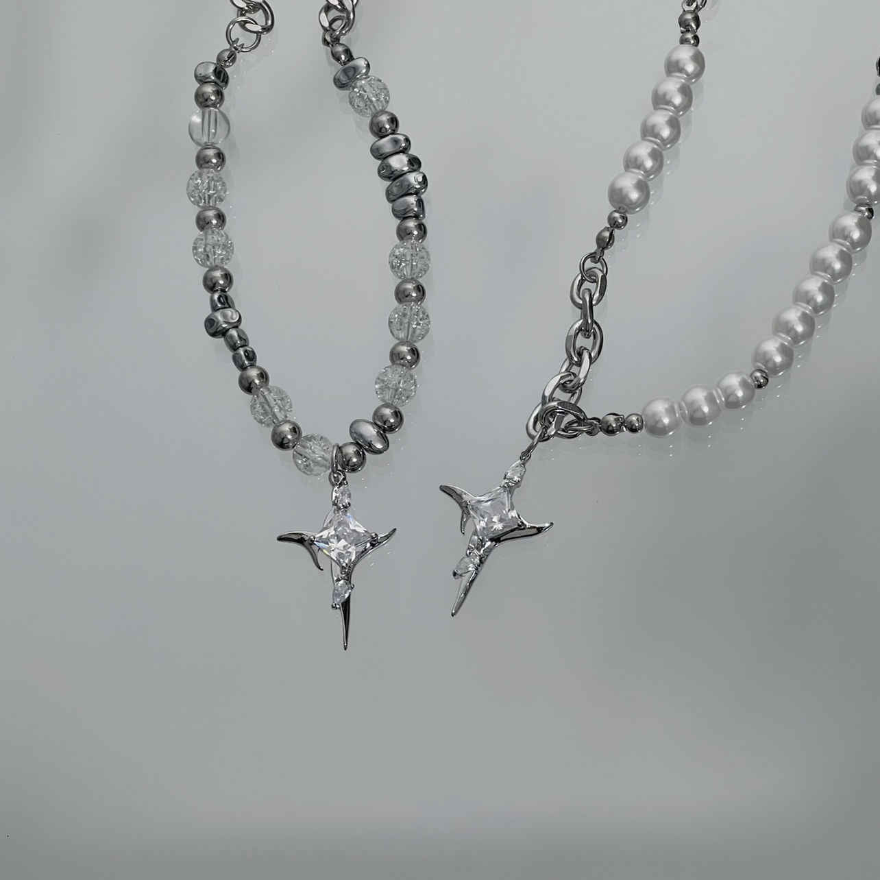 Irregular Beaded Titanium Steel Necklace