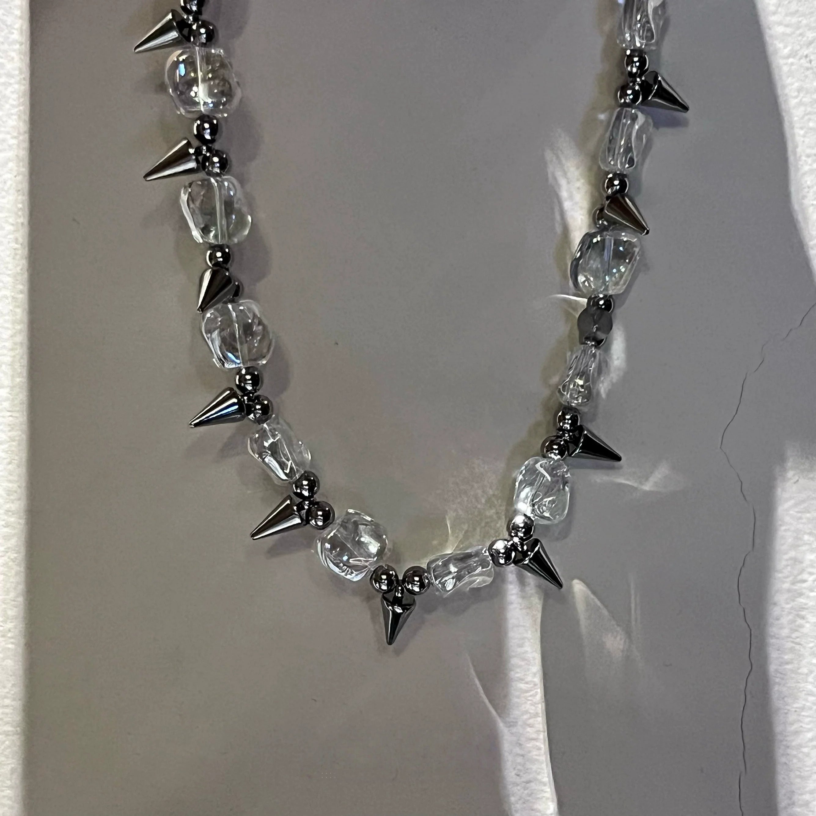 Irregular Studded Dark Punk Necklace