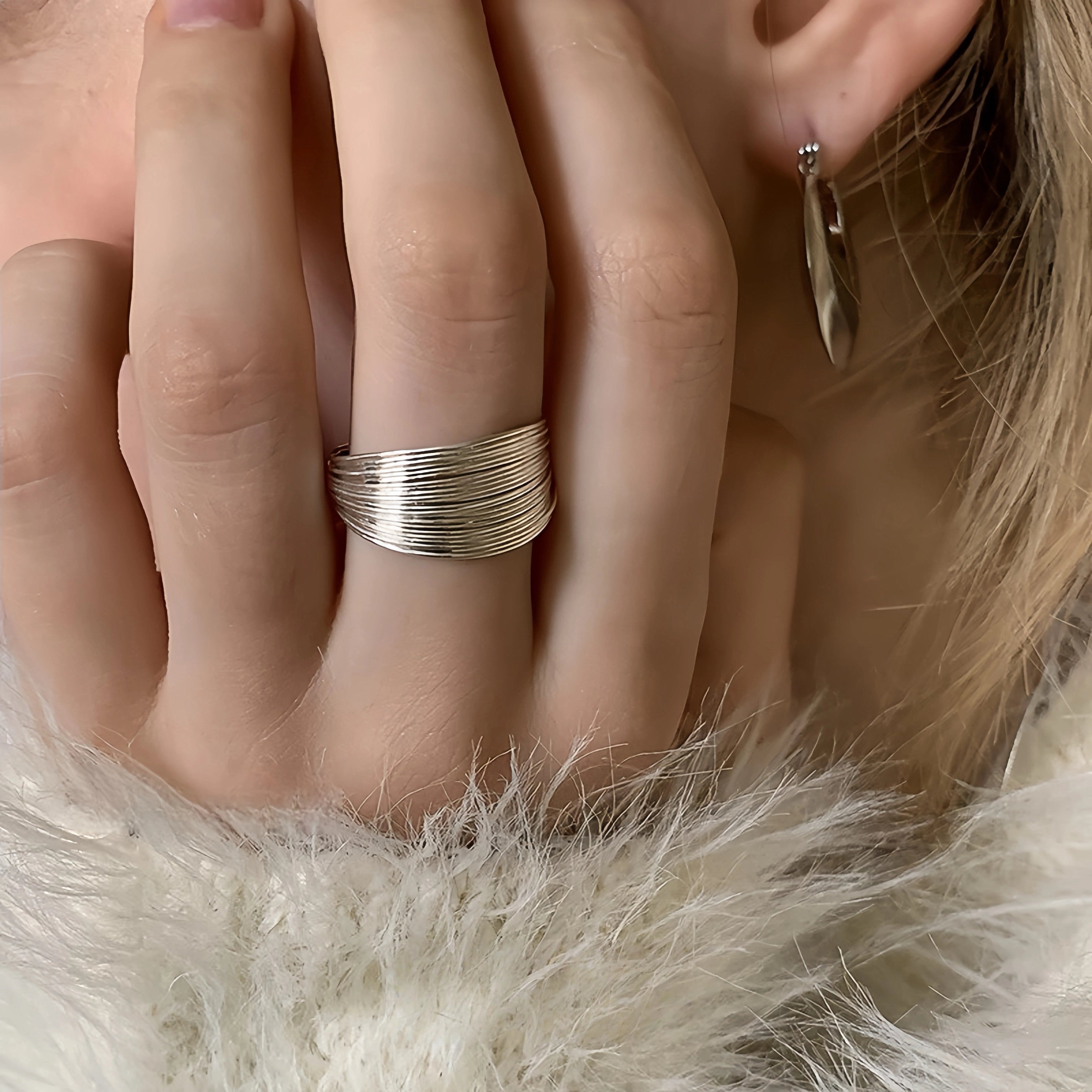 Minimalist Coil-wrapped Metallic Ring