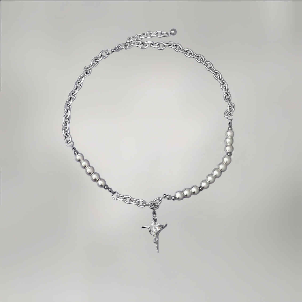 Irregular Beaded Titanium Steel Necklace