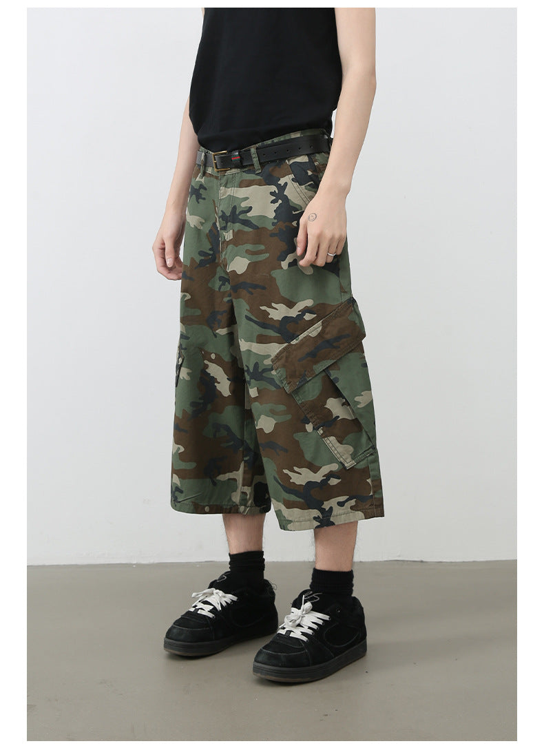 Street Multi-Pocket Camouflage Denim Shorts