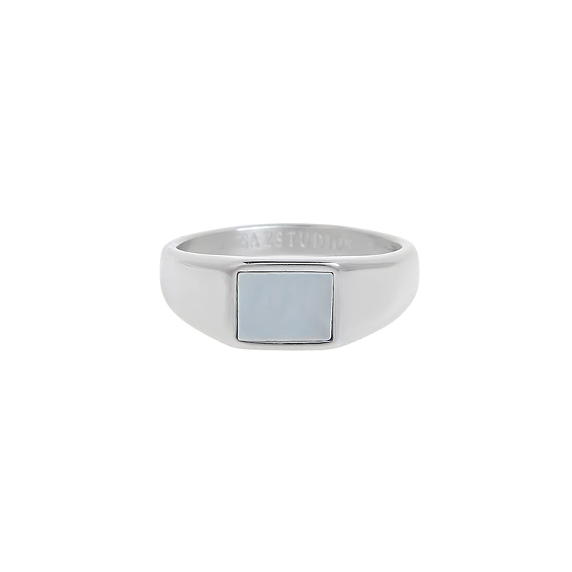 Blue Cloud Mother-of-Pearl Inlaid Plain Ring