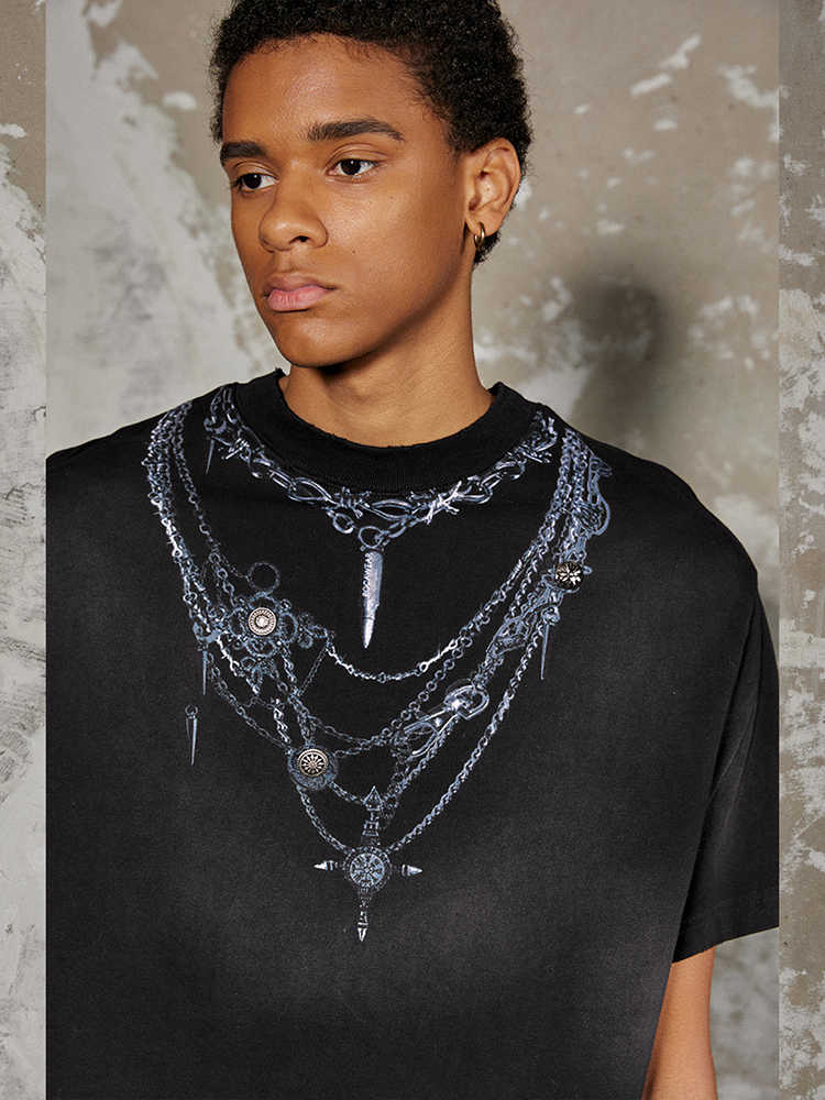 Necklace Print Studded T-shirt