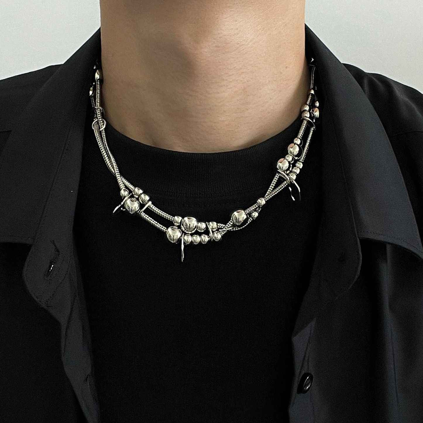 Double Snake Bone heart Necklace