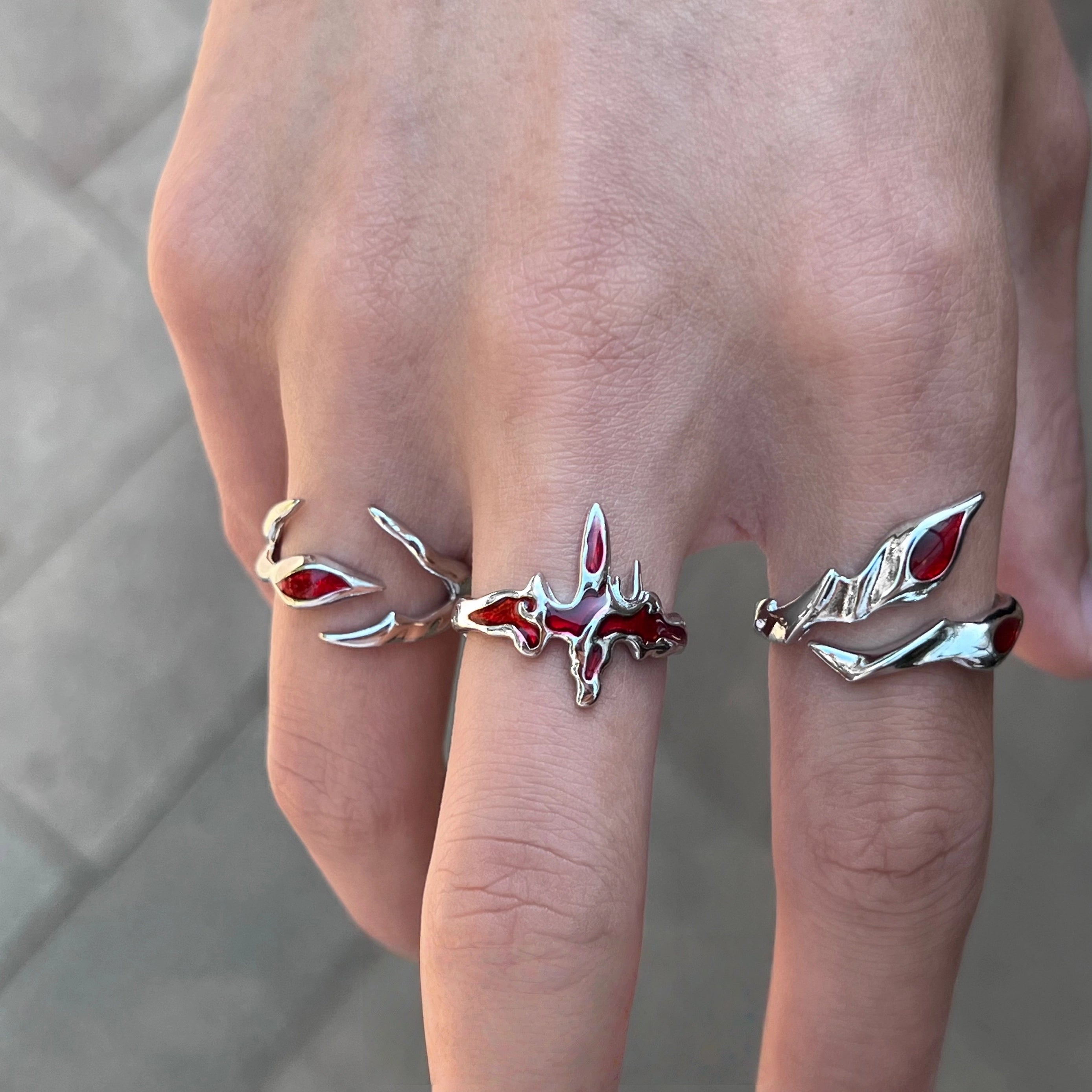 Irregular Blood Red Solution Ring