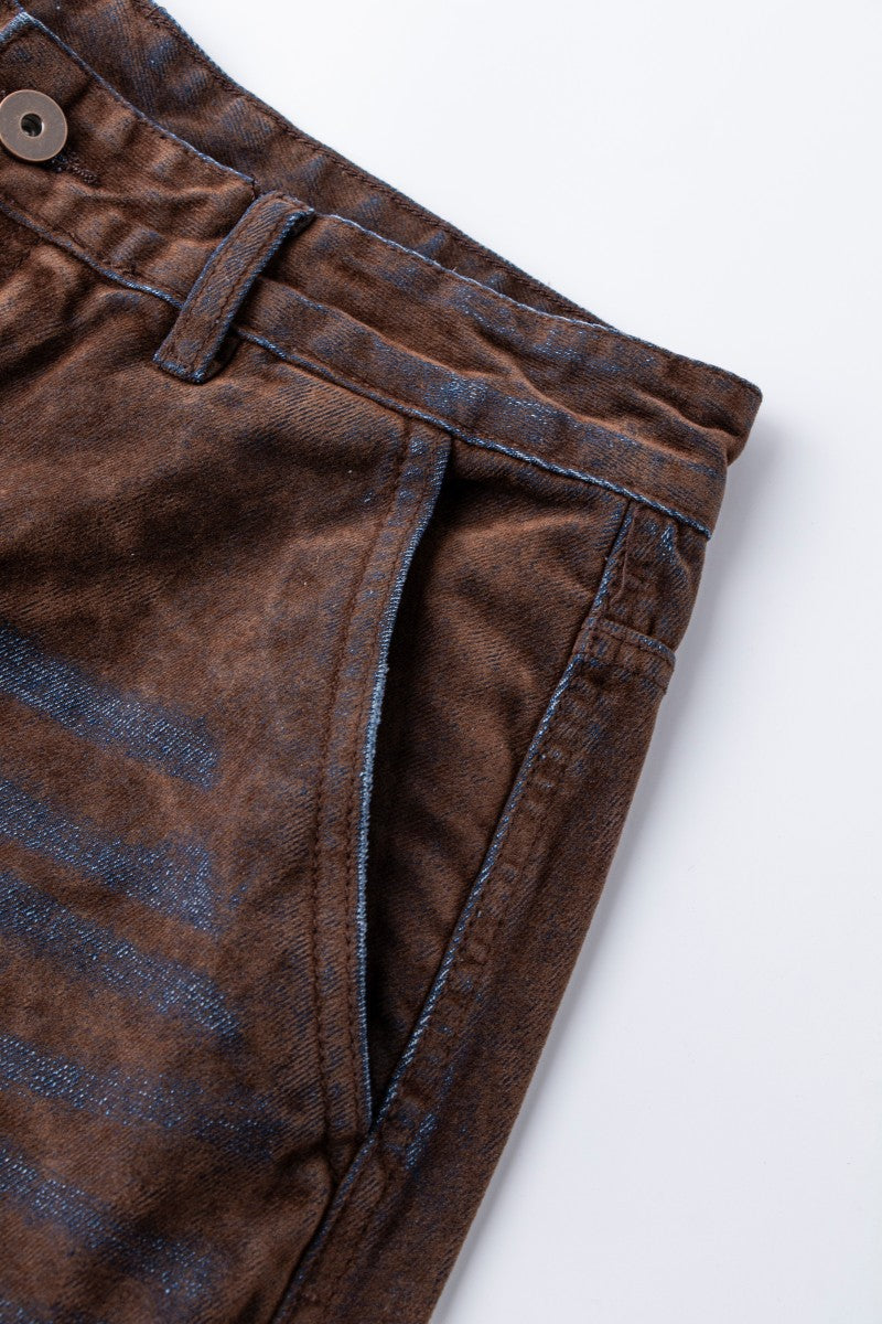 Vintage Flocked Ripped Denim Cropped Trousers