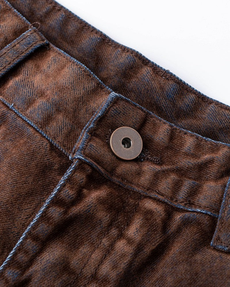 Vintage Flocked Ripped Denim Cropped Trousers