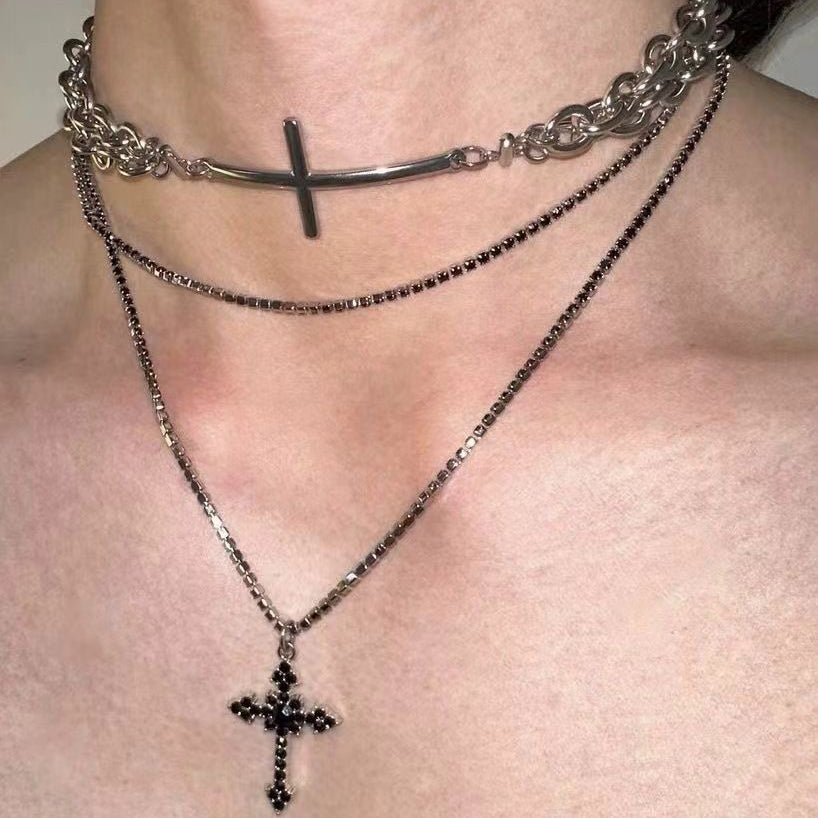 Cross Basic Double Layer Necklace