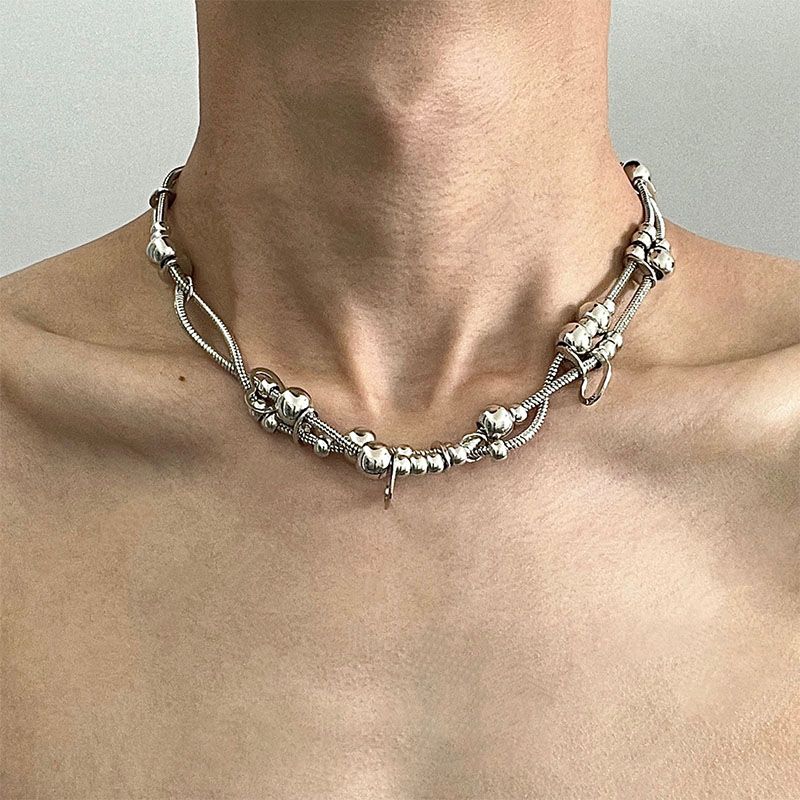 Double Snake Bone heart Necklace