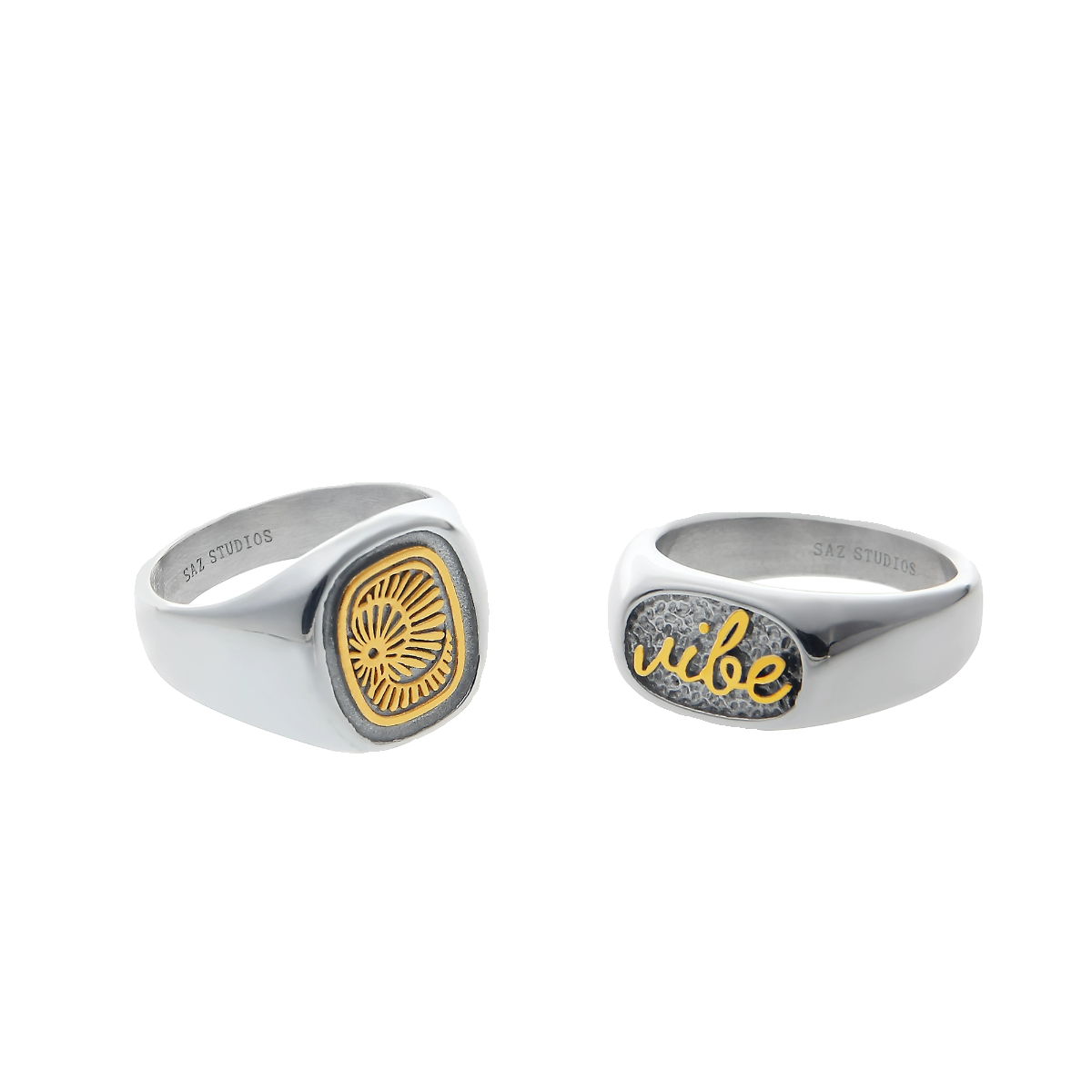 Silver-plated Gold Letter Totem Titanium Steel Ring