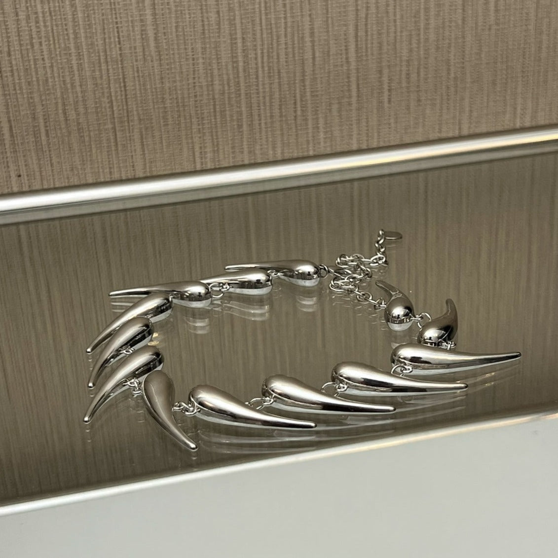 Geometric Silver Thorn Irregular Metal Necklace ArtsKoreanMan