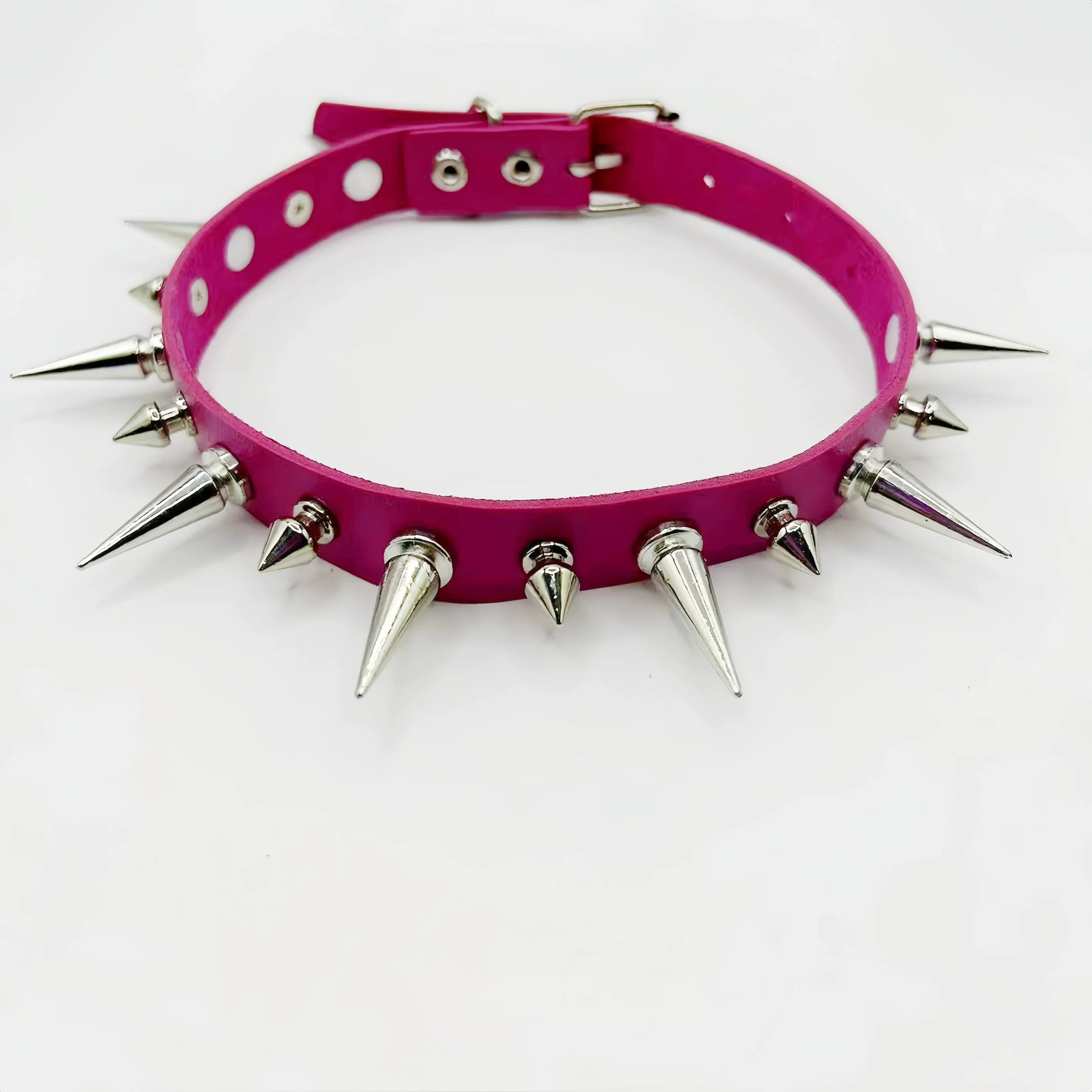 Discover Sanhoostudio’s rock studded punk leather choker, blending Y2K subculture aesthetics with bold metal detailing for a rebellious, fashion-forward accessory that elevates streetwear outfits.