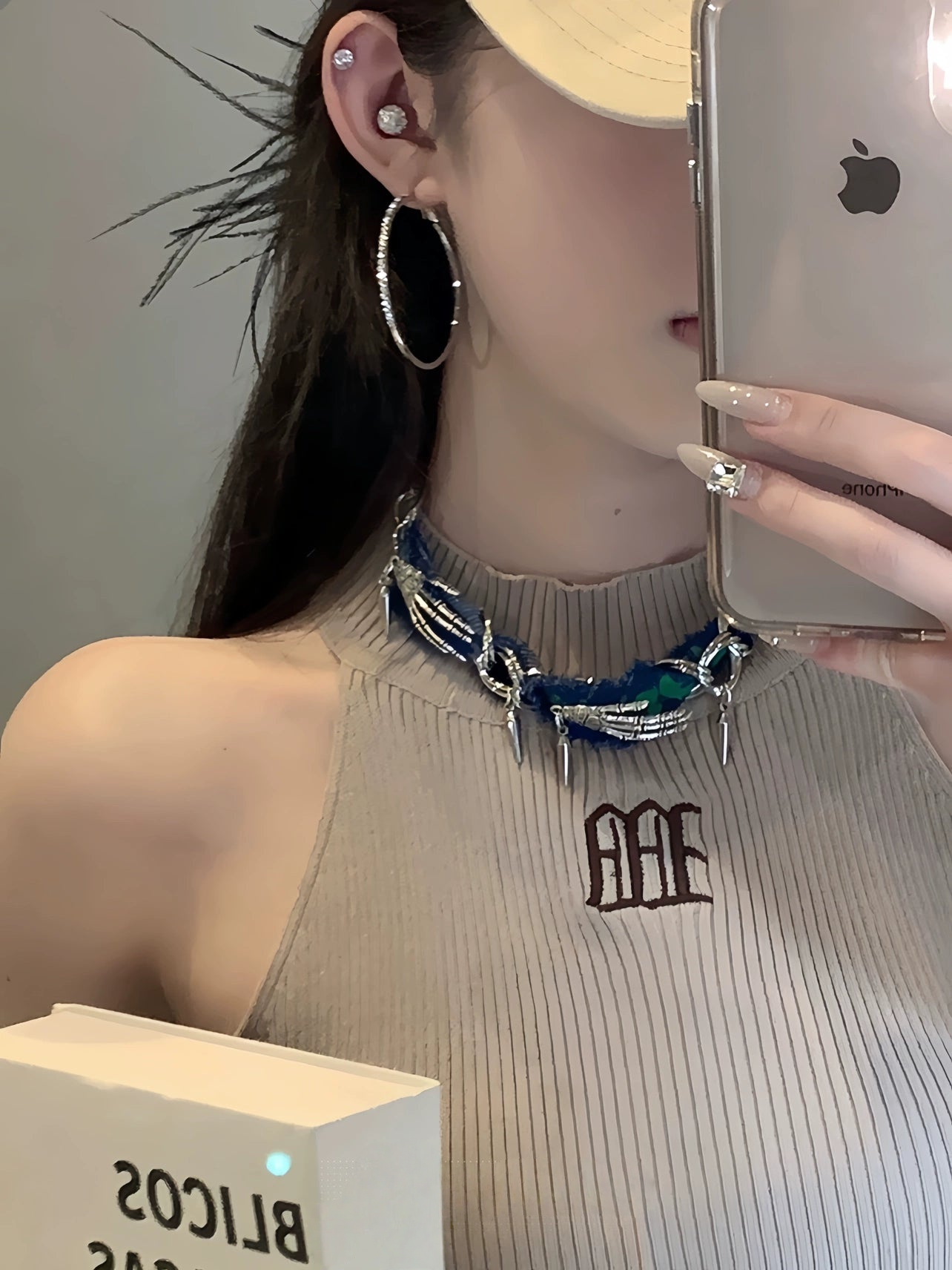 Punk Claw Chain Bullet Choker Necklace