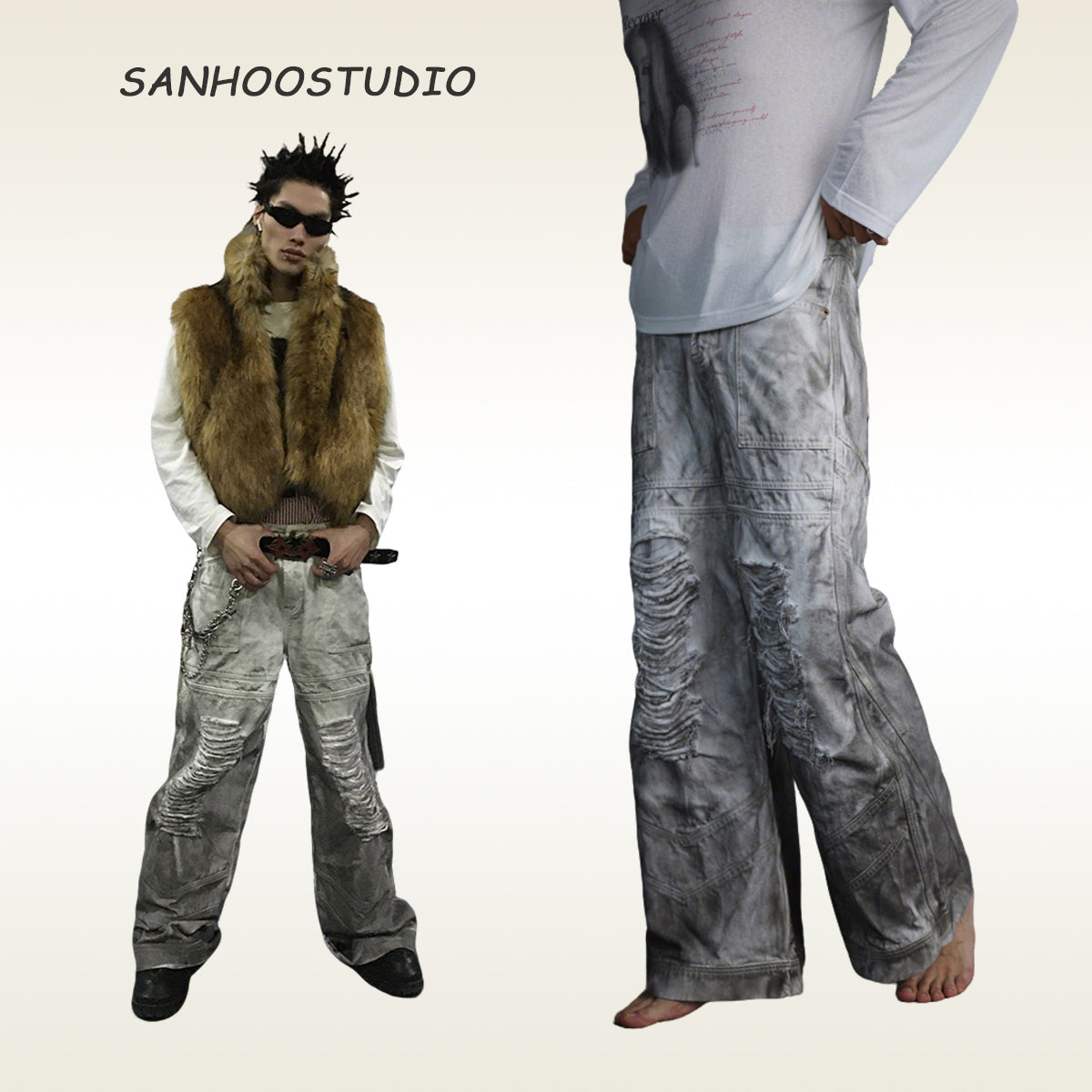 【25s Sep.】Vintage Washed Floor-Length Denim Pants