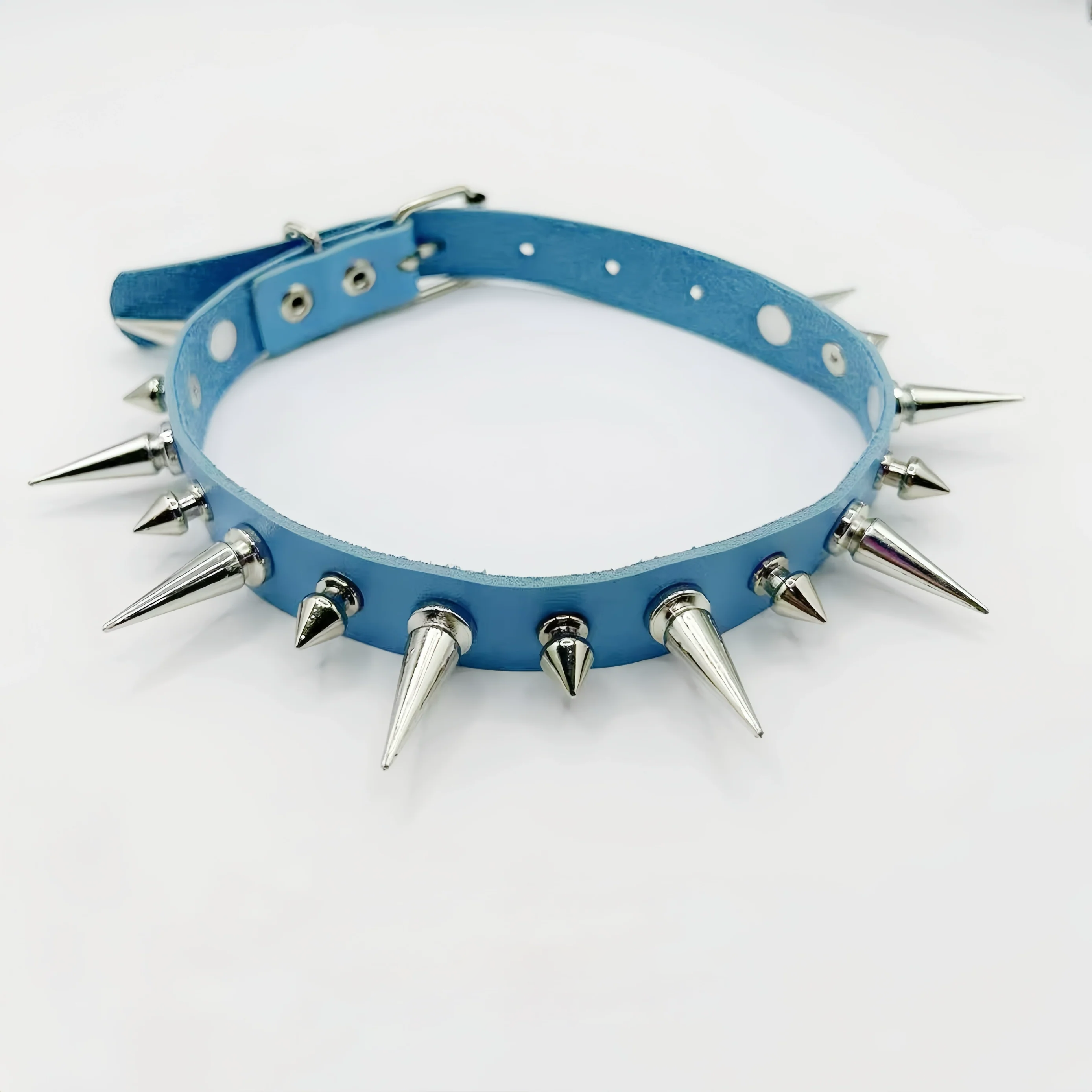 Discover Sanhoostudio’s rock studded punk leather choker, blending Y2K subculture aesthetics with bold metal detailing for a rebellious, fashion-forward accessory that elevates streetwear outfits.