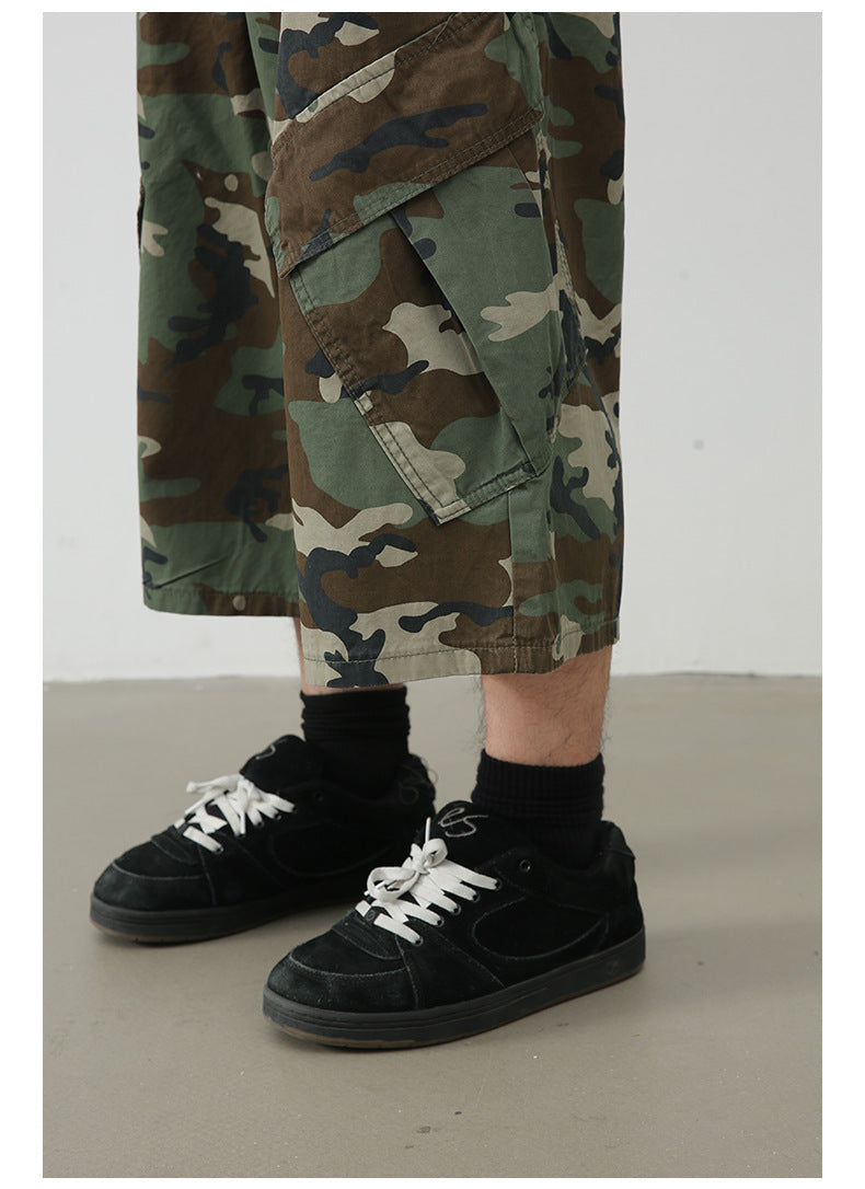 Street Multi-Pocket Camouflage Denim Shorts