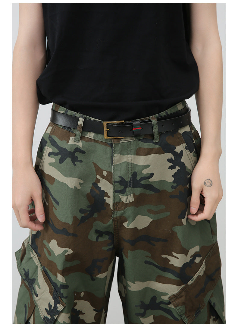 Street Multi-Pocket Camouflage Denim Shorts