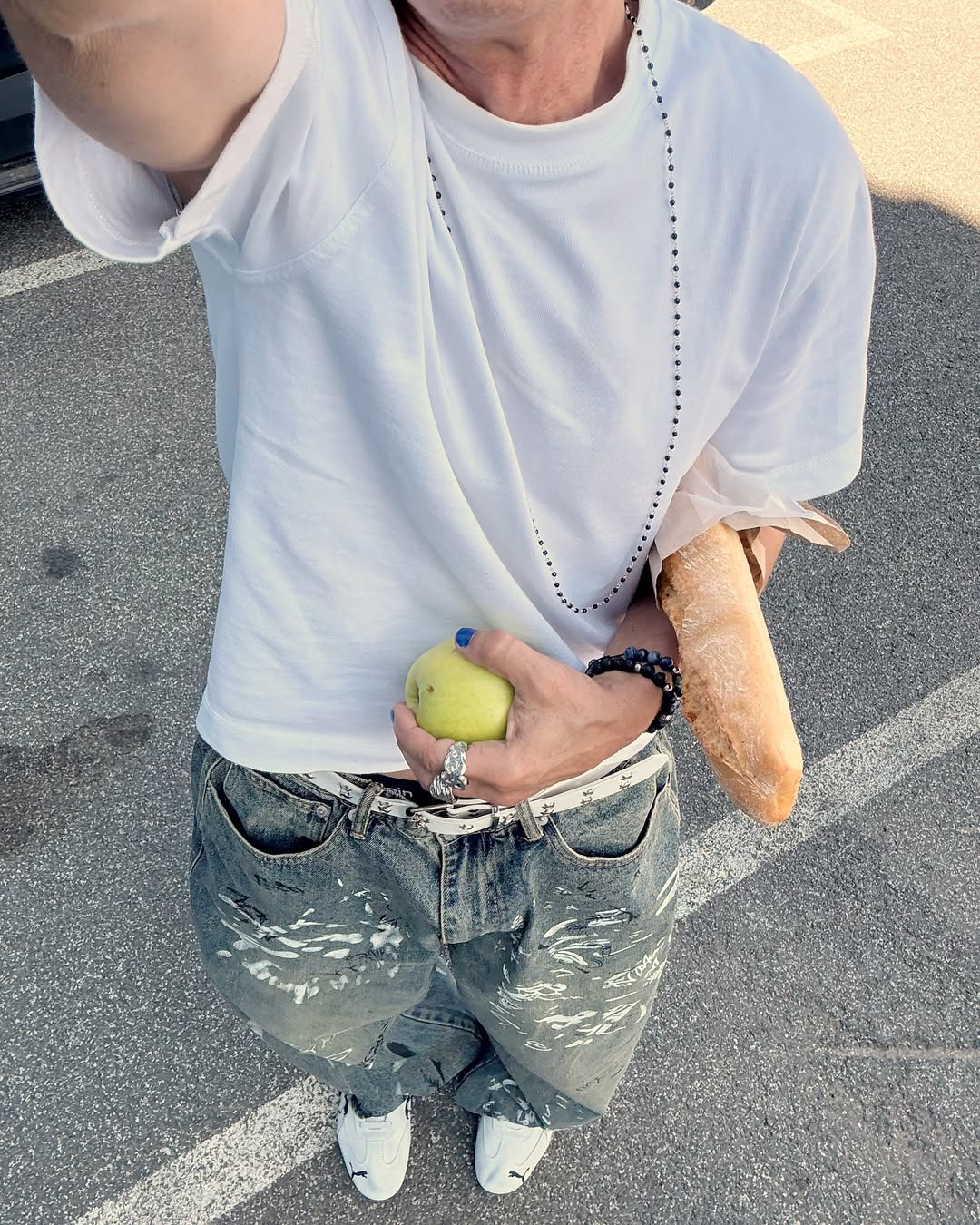 Graffiti Print Straight Wide Leg Jeans