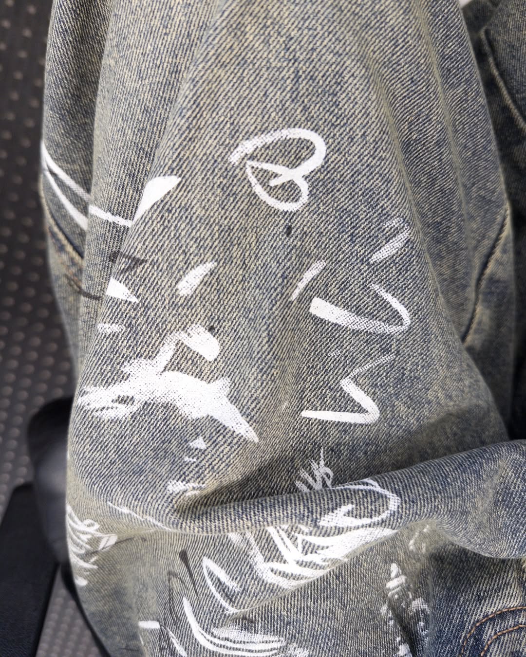 Graffiti Print Straight Wide Leg Jeans