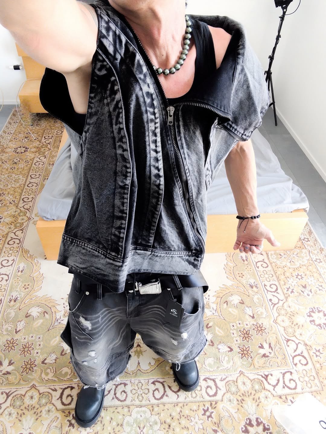 Deconstructed Oblique Zipper Jacket Vest