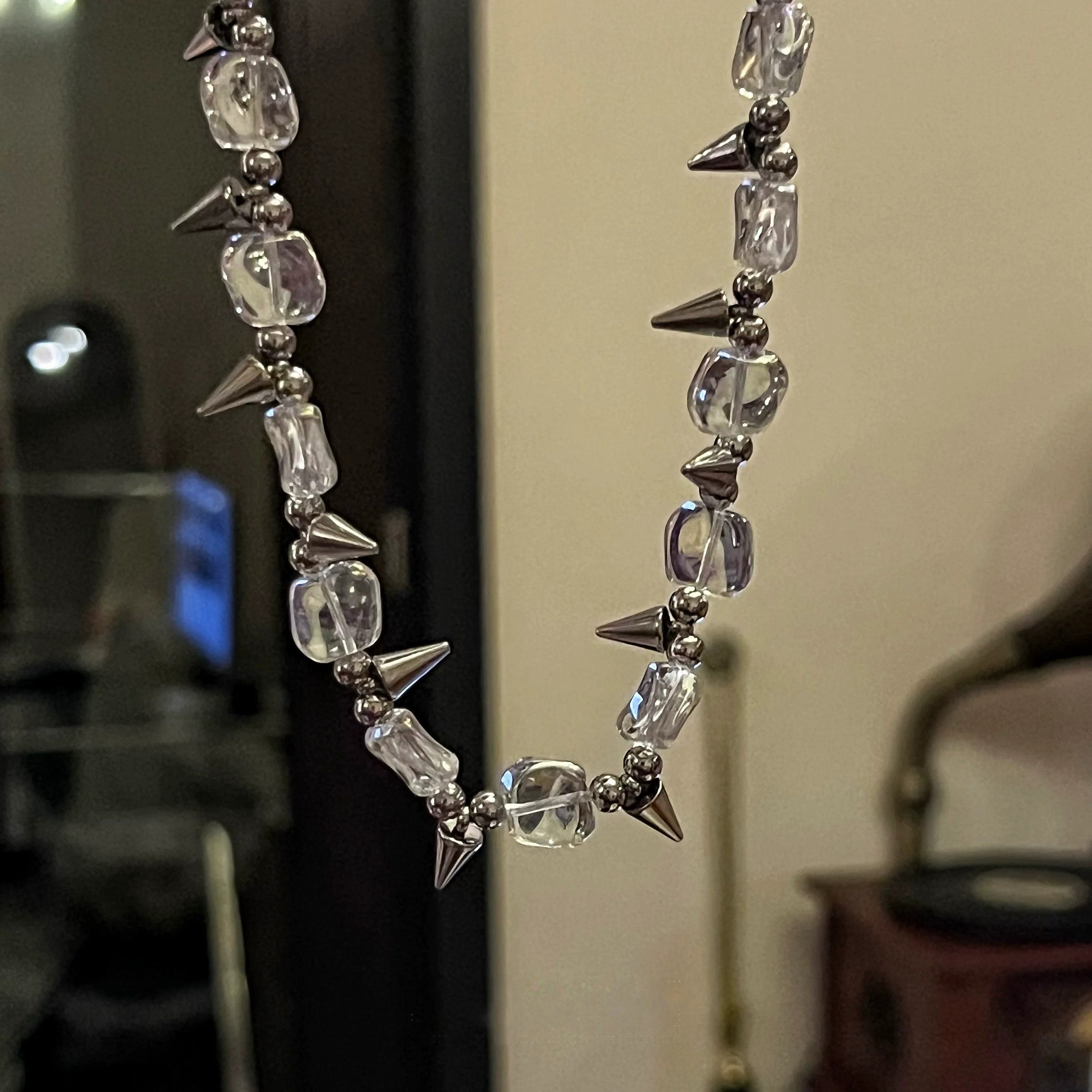 Irregular Studded Dark Punk Necklace