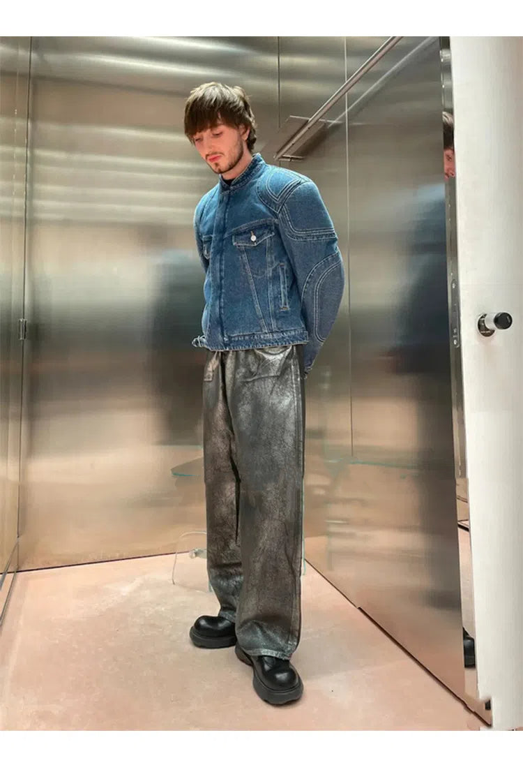 Shop the Coated Distressed Washed Denim Jeans at sanhoostudio. Featuring a unique coated finish, vintage distressed details, and soft washed denim fabric for ultimate comfort and style. Perfect for streetwear lovers seeking edgy, timeless denim.