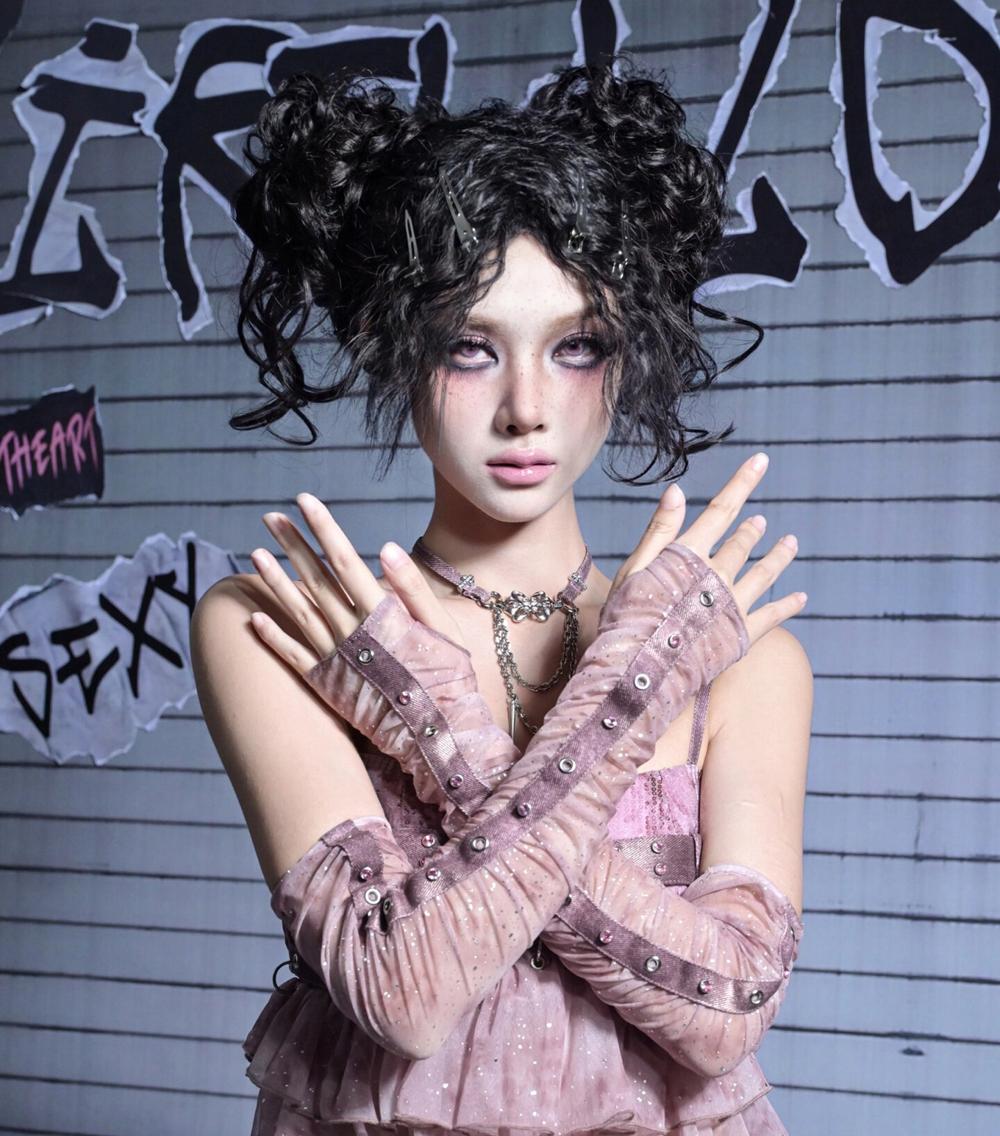 Mesh Studded Long Sleeves