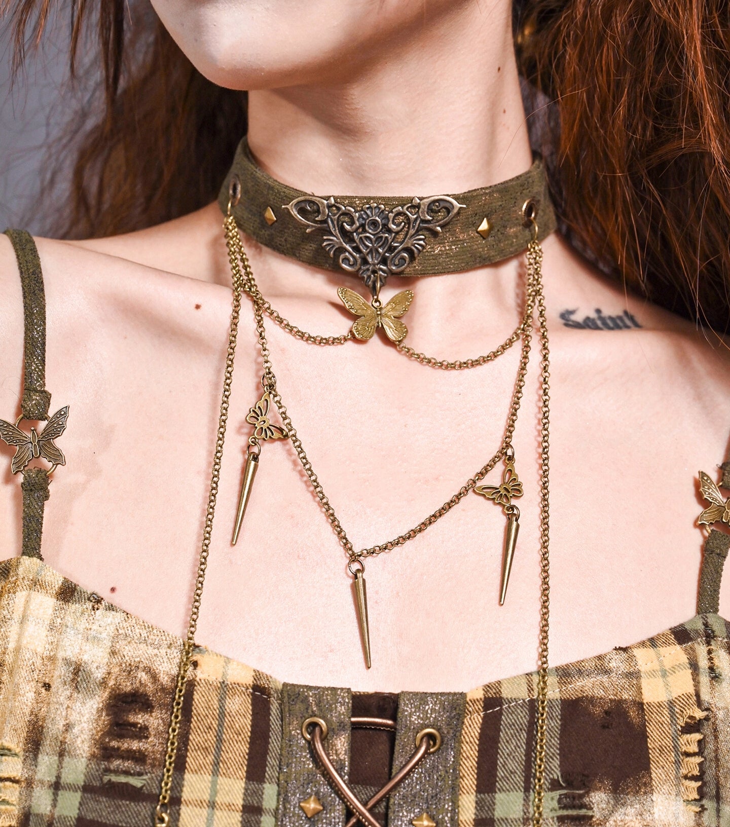 Butterfly Punk Choker Necklace
