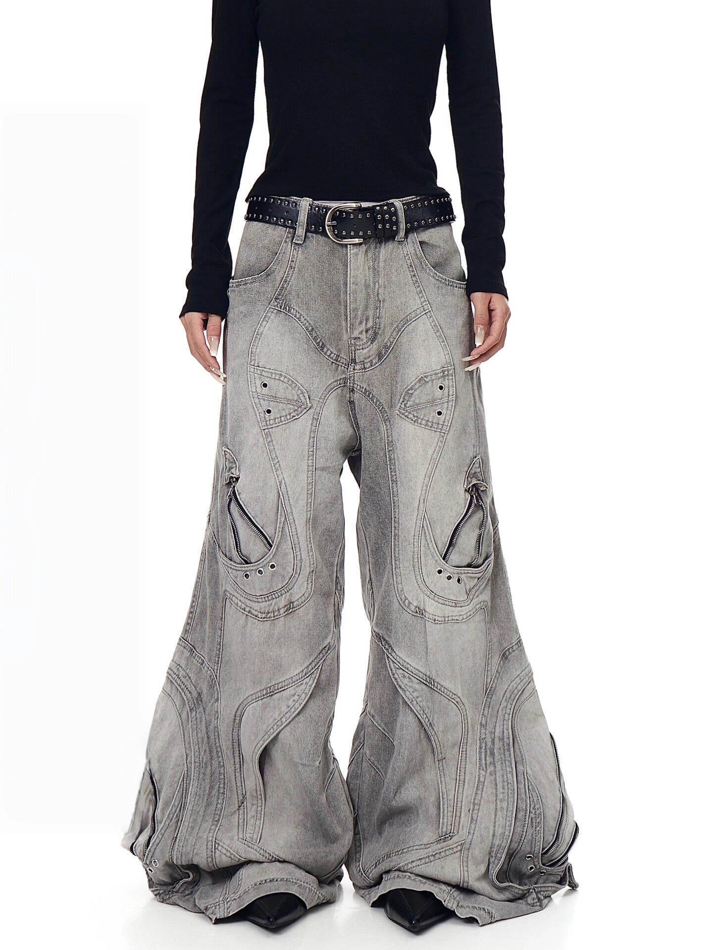 High Street Distressed Flare Denim Pants