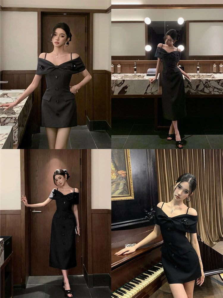 Off-Shoulder Blazer Maxi Dress