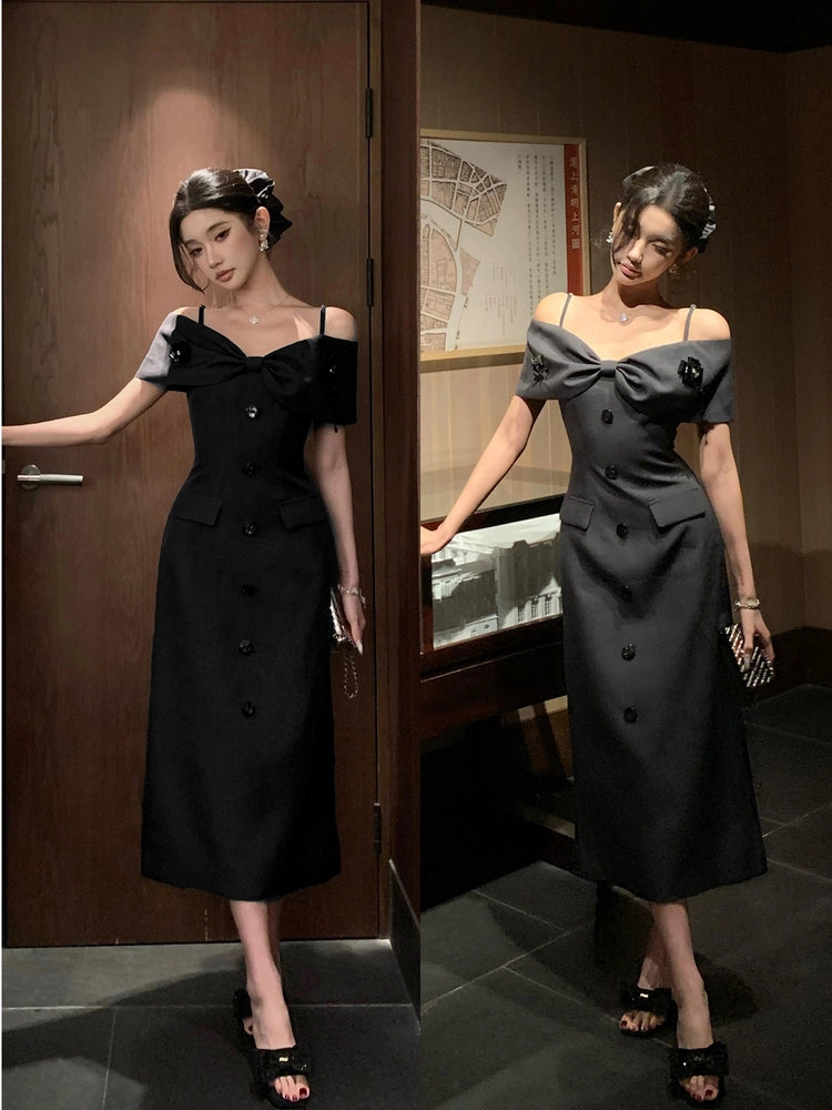 Off-Shoulder Blazer Maxi Dress