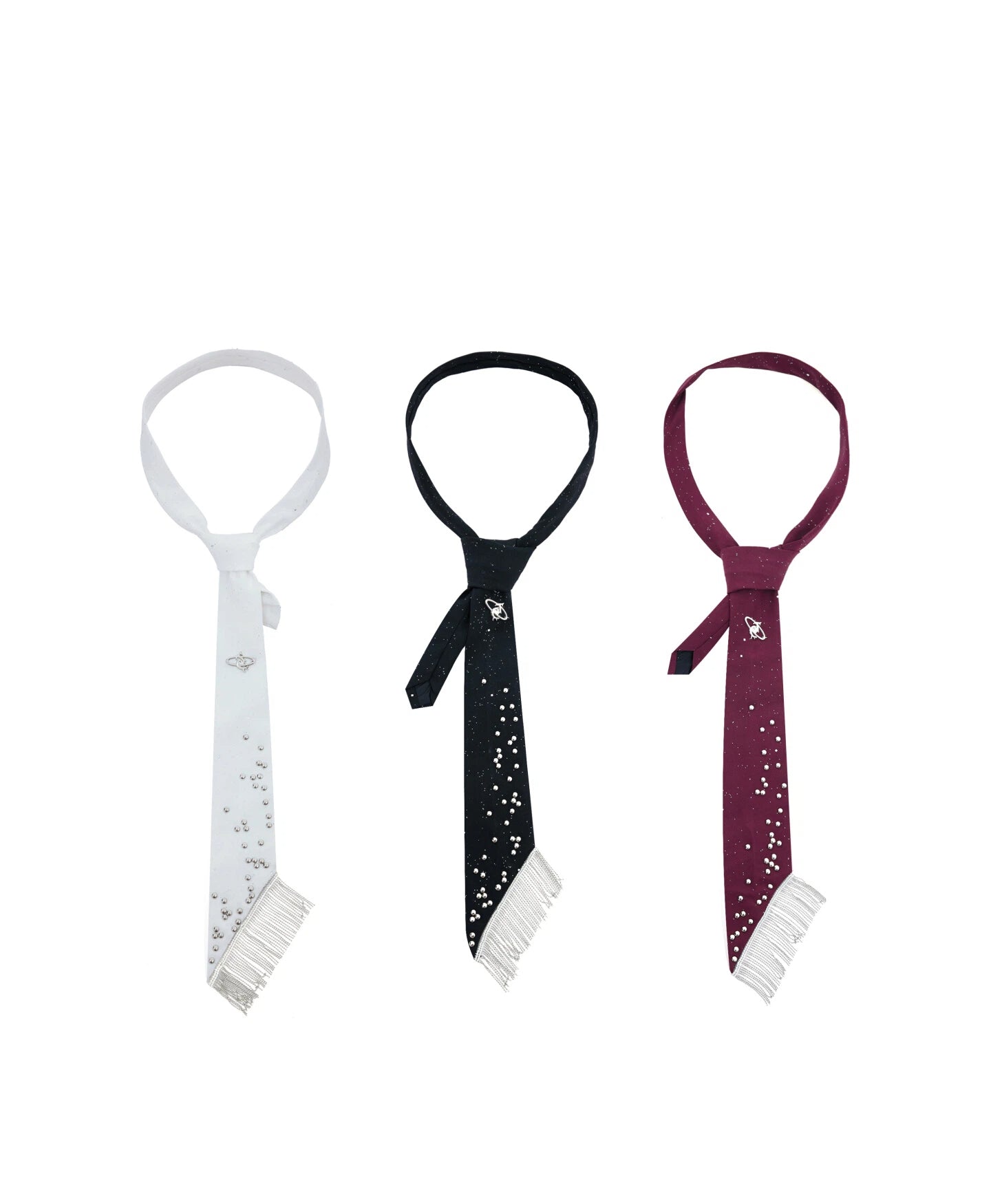 Metal Studded Tassel Tie Accessory