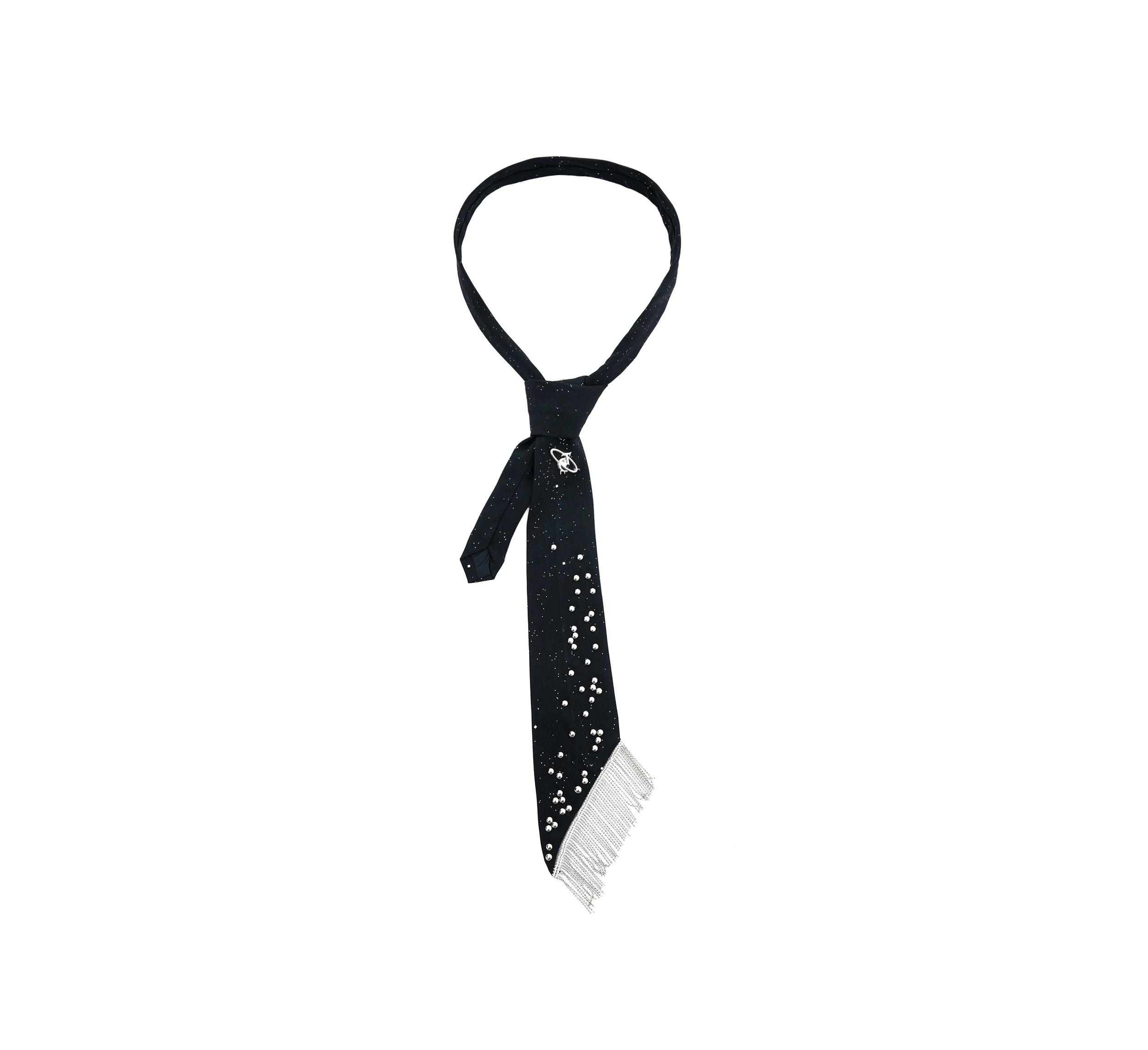 Metal Studded Tassel Tie Accessory