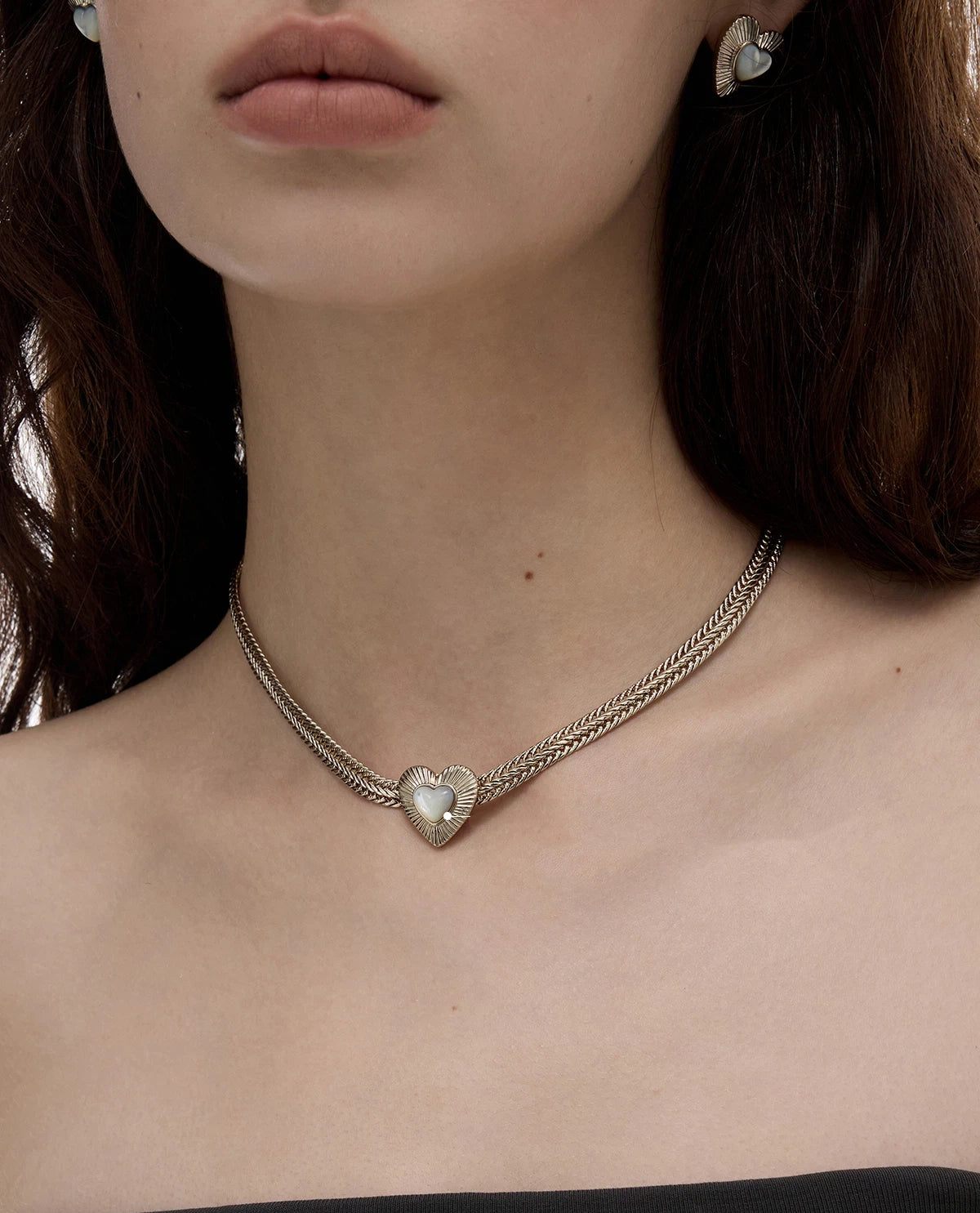 Heart-Shaped Mother of Pearl Necklace